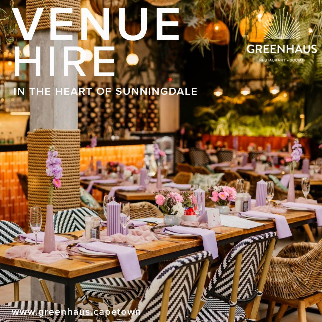 Celebrate Intimately. Celebrate Beautifully.
Greenhaus offers a warm, stylish venue in the heart of Sunningdale; perfect for meaningful, low-key celebrations.
Our space is naturally beautiful, our atmosphere relaxed, and our team takes care of the details so your event feels effortless, personal, and truly special.
Let’s create something memorable together.
Discover more: www.greenhaus.capetown/venue-hire