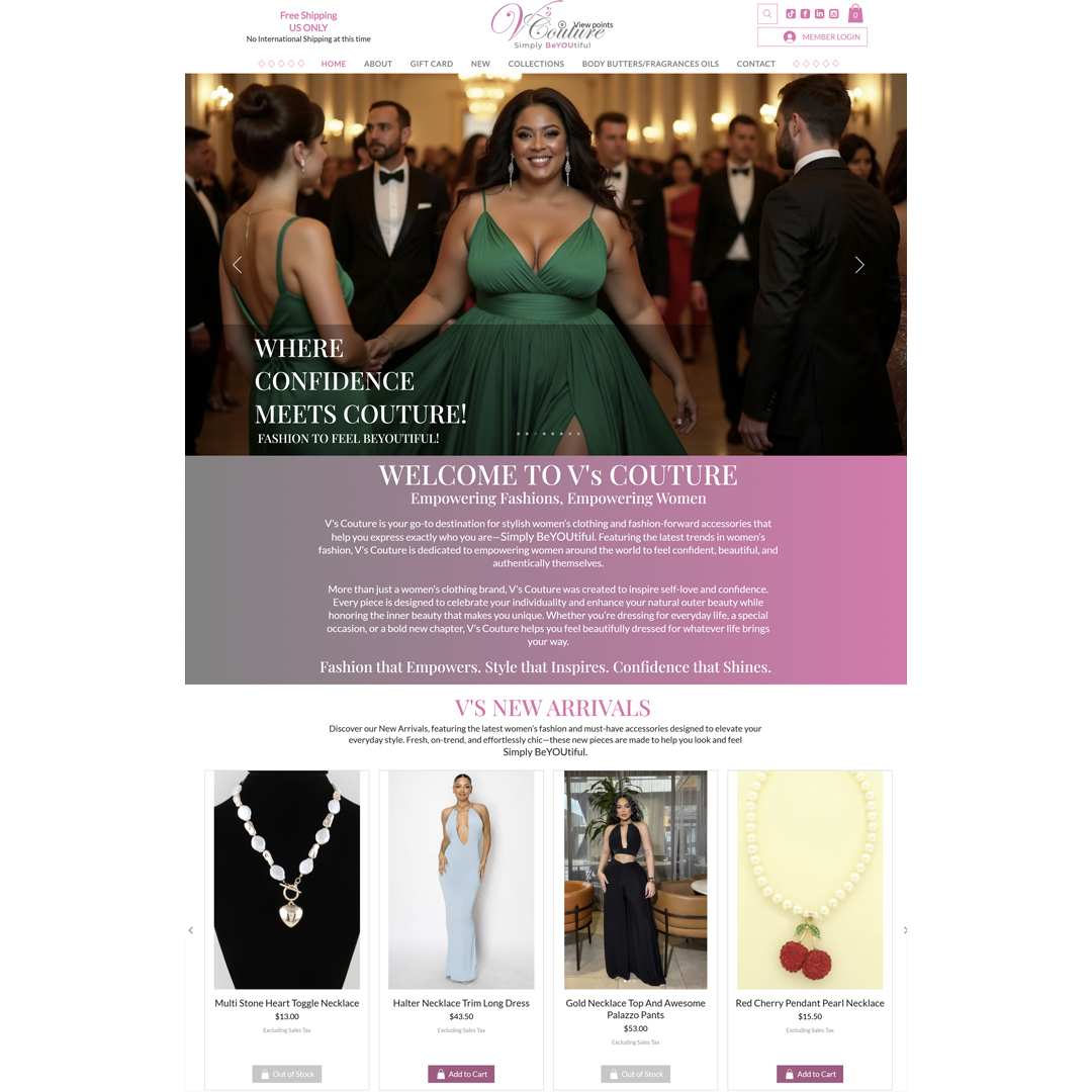 I’m thrilled to be introduce you to my client V's Couture, a standout Miami based woman-owned business that brings fashion, confidence, and empowerment to their brand message. From stunning styles to one-of-a-kind pieces, V's Couture truly offers something special for every woman who wants to feel bold and beautiful. Petite Taway developed the structure and design of the website paying special attention to incorporate the colors of Miami at night! Explore their stunning collection and support a business that celebrates the power of women every day.
Visit: www.vscoutureonline.com
#WomenInBusiness #SupportWomenOwned #EmpowermentThroughFashion #Vscouture #FashionWithPurpose #petitetaway