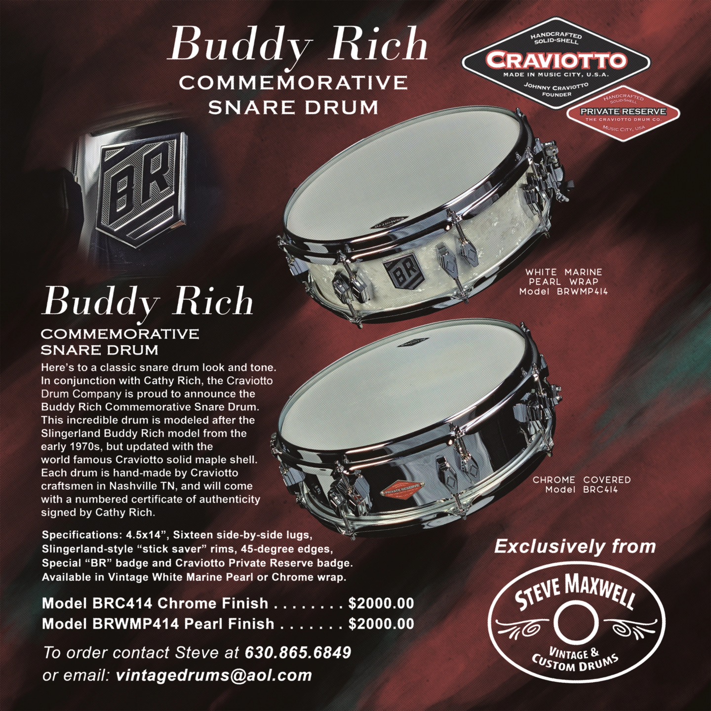 A tribute to a legend from the craftsmen at @craviottodrumco ! Catch these at our shop for the Chicago Drum Show -- If they're still around! #chicagodrumshow #buddyrich #craviotto #snaredrum #saturday