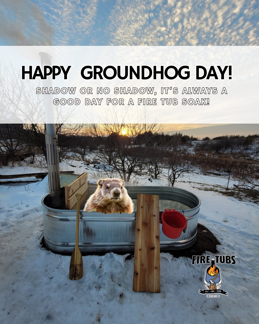 Happy Groundhog Day!
Will Spring arrive early, or are we in for one more winter soak?
No matter what the groundhog predicts, one thing’s for sure , your Fire Tub is ready for all-season relaxation! Whether it’s chilly or mild, we’re all about slow down, fire up, and soak up the moment.
#GroundhogDay #FireTubs #WoodFiredHotTub #WinterWarmth #MadeInCanada #FillFireSoak