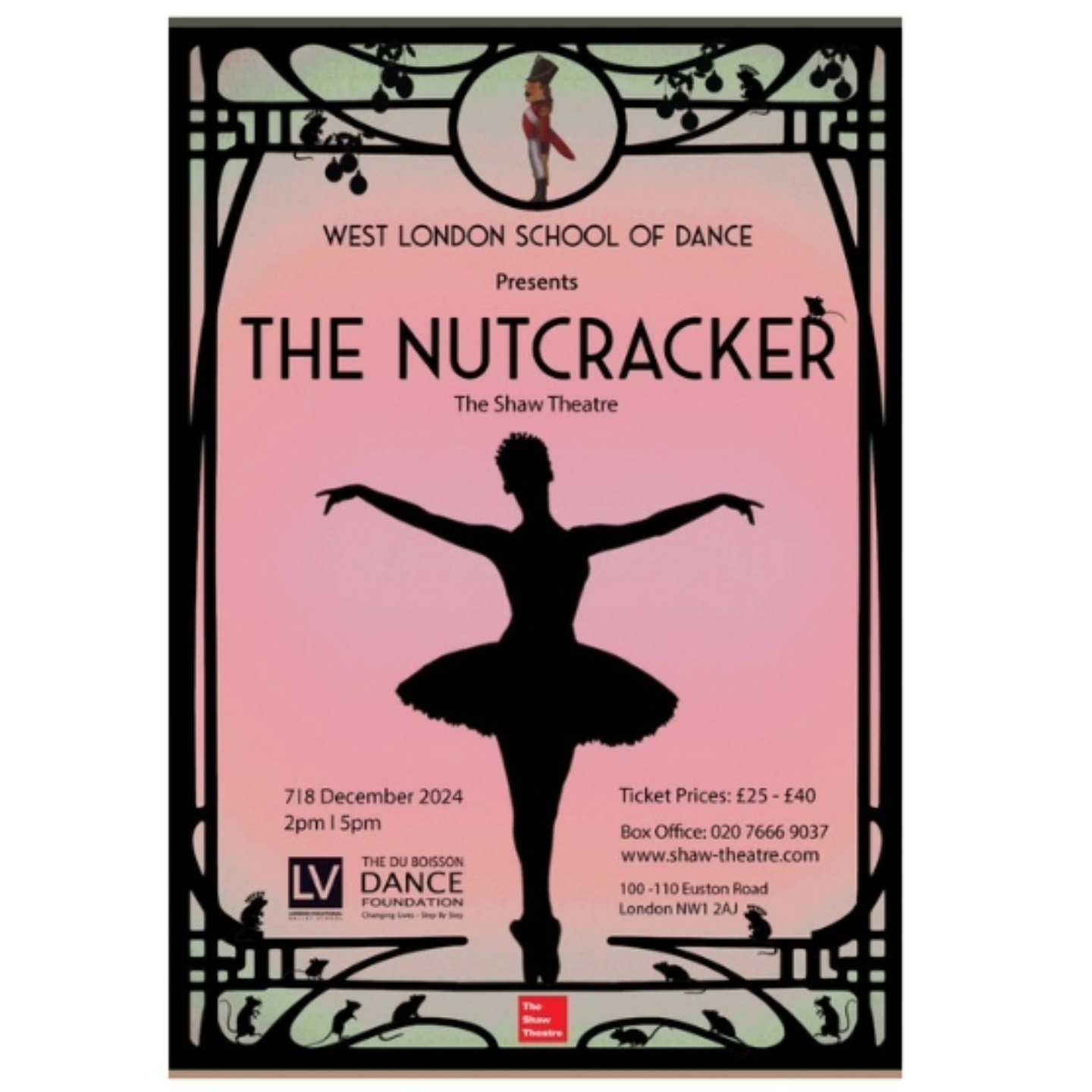The Du Boisson Dance Foundation proudly presents The Nutcracker @shawtheatreldn with talented students from @w_lsdance @lvballetschool
Be transported to Christmas Eve and join Clara, The Nutcracker, and friends as they celebrate this festive season. Choreography @ballet_with_anna_duboisson
Book now link in the bio
7 | 8 December
Poster Design @helenmasondesign