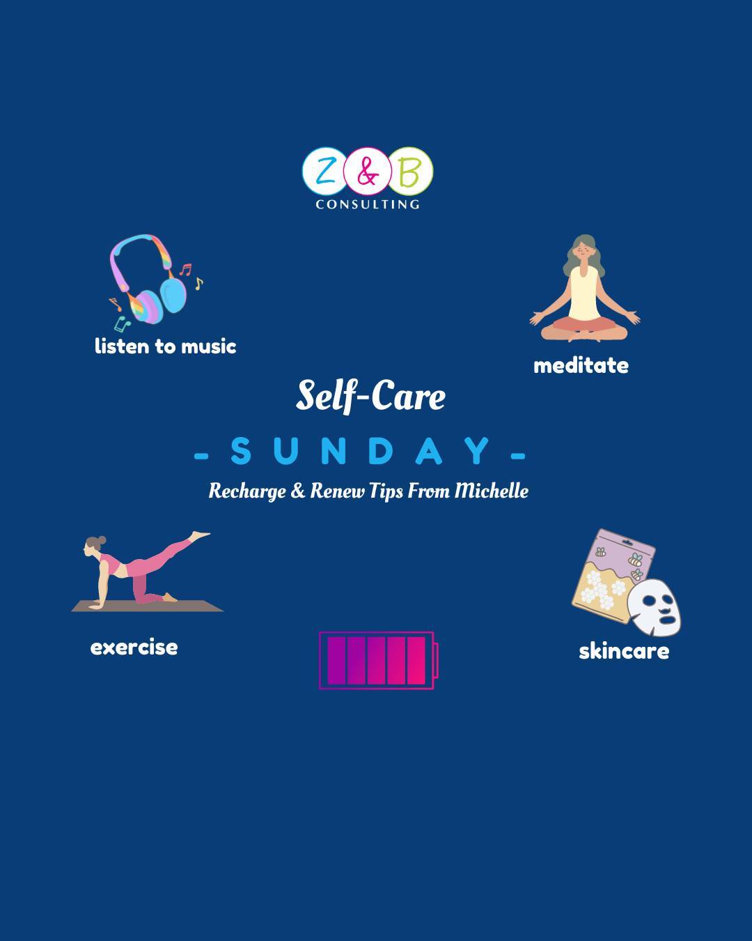 It's that time of week again . . . Self-care Sunday! ✨ This weekly reminder is to remind you to take the time to relax and recharge, so that you can power through the rest of the week.
Here are some self-care practices that Michelle lives by!
#Recharge #SelfCareSunday