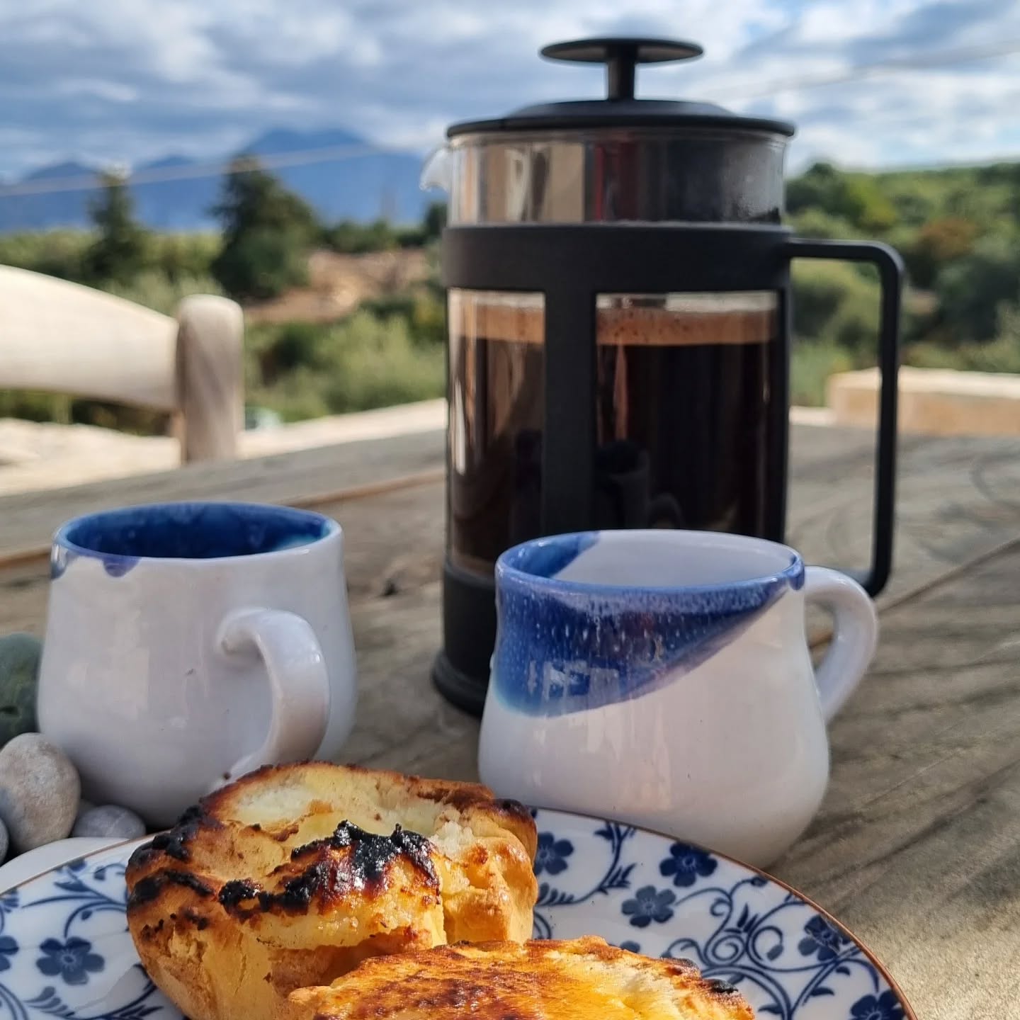 Coffee and the best greek pastry ( from Perama)
On the balcony on a sunny winter morning.