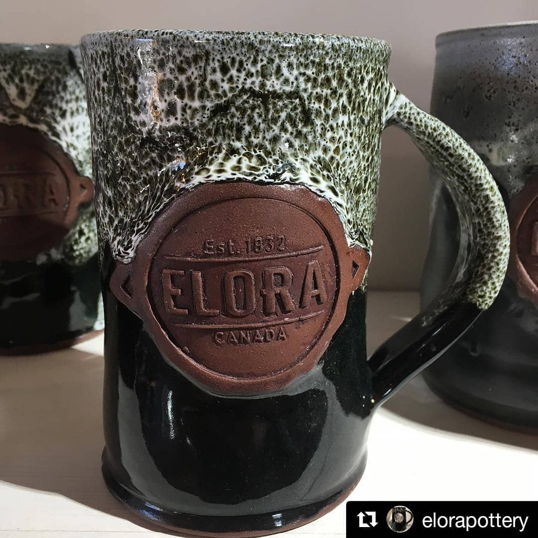 #Repost @elorapottery
ãģãģãģ
Designed my new logo! Thx @tinylavafish for tightening it up. I wanted a cigar sticker look. #beersteins but great for #coffee #tea #hotchocolate #browncow msg to preorder one $49 #eloraontario #elorapottery #eloraart #stoneware