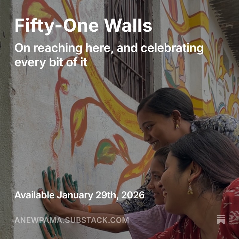 Three and a half years, 51 walls, countless hours of climbing, painting, sweating, and stretching myself. Each wall taught me something new.
Today, I celebrate the journey I didn’t yet see coming. 💛
link⬇️
https://anewpama.substack.com/p/fifty-one-walls?utm_campaign=post&showWelcomeOnShare=true