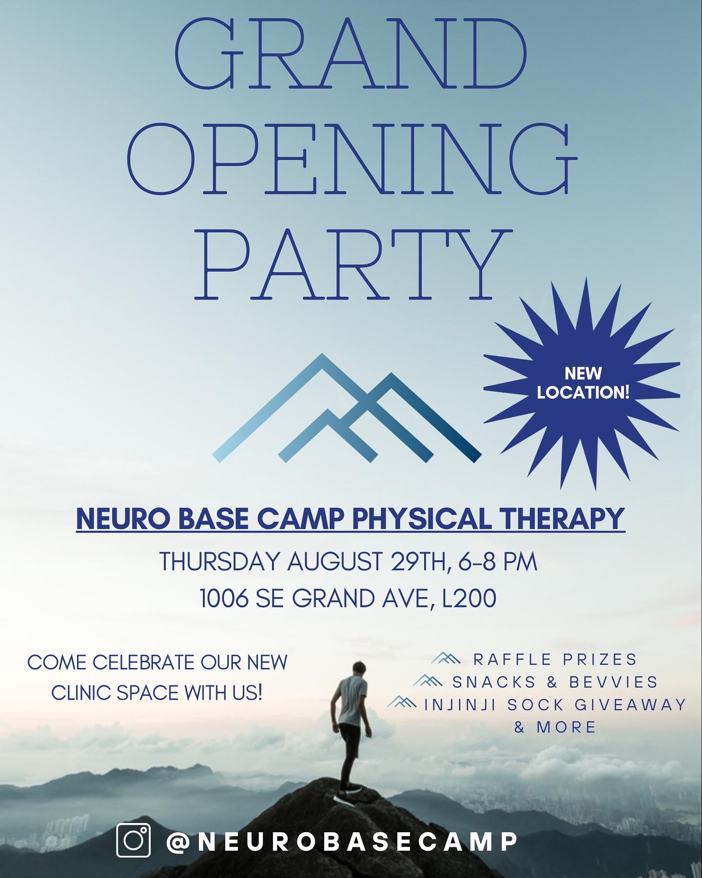 IT'S A PARTY! We are so proud to announce we've finally settled into our new clinic space and want to share it with you. Come check out our new spot, have some snacks and drinks, and catch up with us. We will be raffling off awesome prizes from @territoryrunco @daybreakracing and @mtshoppdx. We also have tons of @injinji socks and @nuunhydration samples to give out. See you next week!
