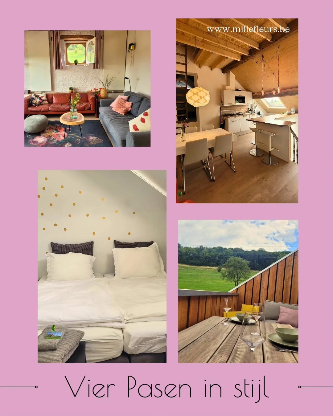 💛 H A P P Y E A S T E R 💛 @ Mille Fleurs Apartments 🌸💕
Book a -last-minute- lovely easter weekend or week! 🐥
#lastminute #happyeaster #springisintheair #whataview #beautifullandscape #naturelover #natuur #voeren #limburg #voerstreek #wandelen #hiking #millefleurs #appartementhuren #vakantiehuis #vacation #rent #apartment #rentapartment #vlaanderenvakantieland #ilovelimburg #vakantieineigenland #sintpietersvoeren #altijdlimburg #belgium #visitlimburg #wanderlust #bronnenwandeling #wandelparadijs