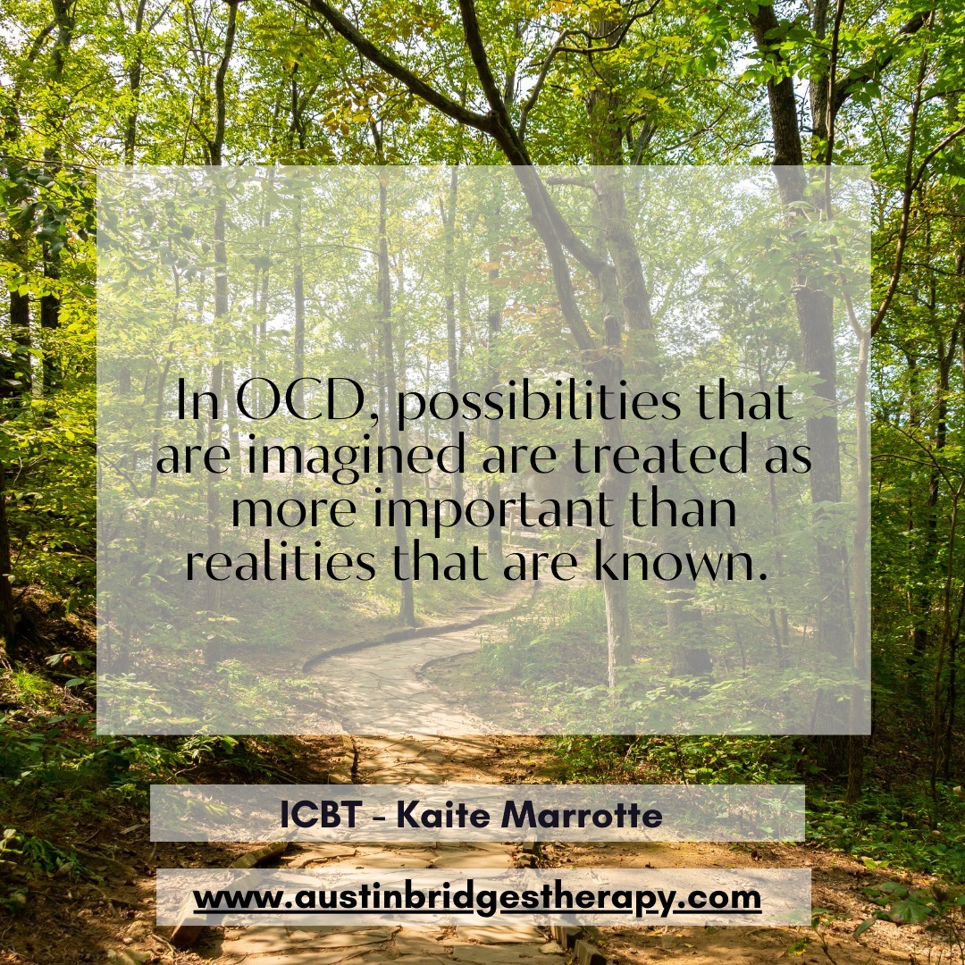 OCD is about wanting to know and control the future. It tricks you into feeling like the possibilities of the future are more important than what evidence you have to show you what's true. I talk a lot about response not prevention. Focus on trusting yourself that you can respond if/when a situation arises vs trying to prevent things from happening.