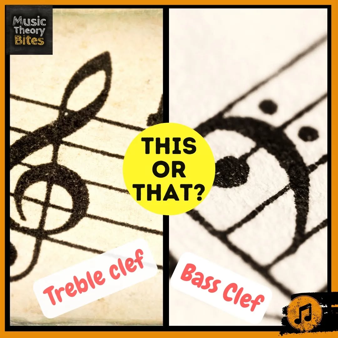 This or that?!
Are you more confident in reading the notes on the treble clef stave or on the bass clef stave?
WE want to know!
#Thisorthat #thisorthatthursday #musictheory #onlinelearning #musictheoryisfun #thisorthatchallenge