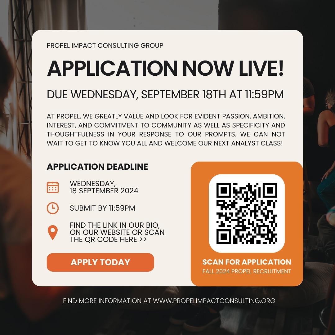 It was amazing meeting everyone last night at our Mass Meeting! We are excited to announce that our Fall 2024 Application is live — Ensure that you give yourself an ample amount of time to submit to avoid last minute technical difficulties.
If you have any questions, please reach out to our VP of Internal Operations, Fiona Huang, at fionahzc@umich.edu