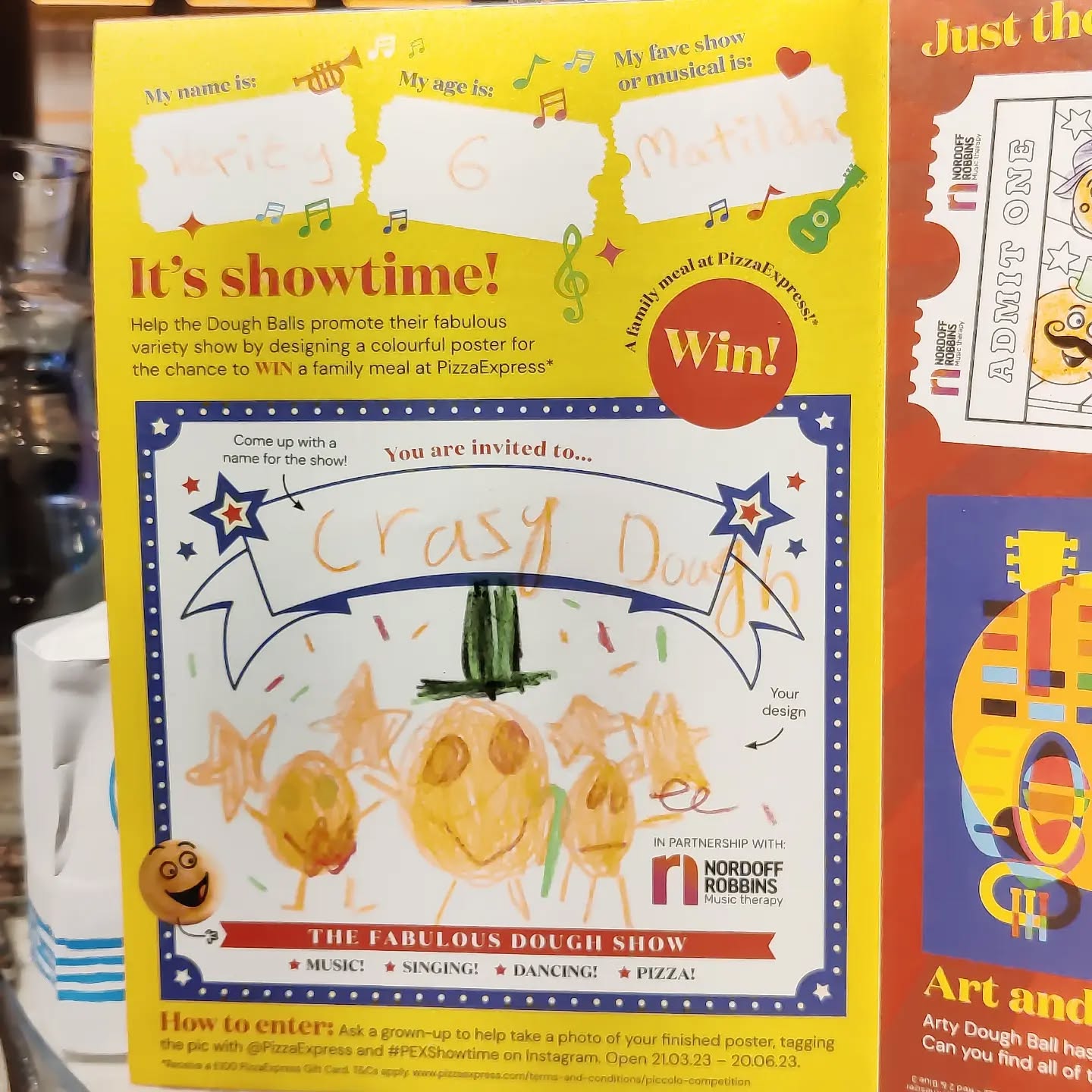 Verity's efforts @pizzaexpress #pexshowtime #CrazyDough