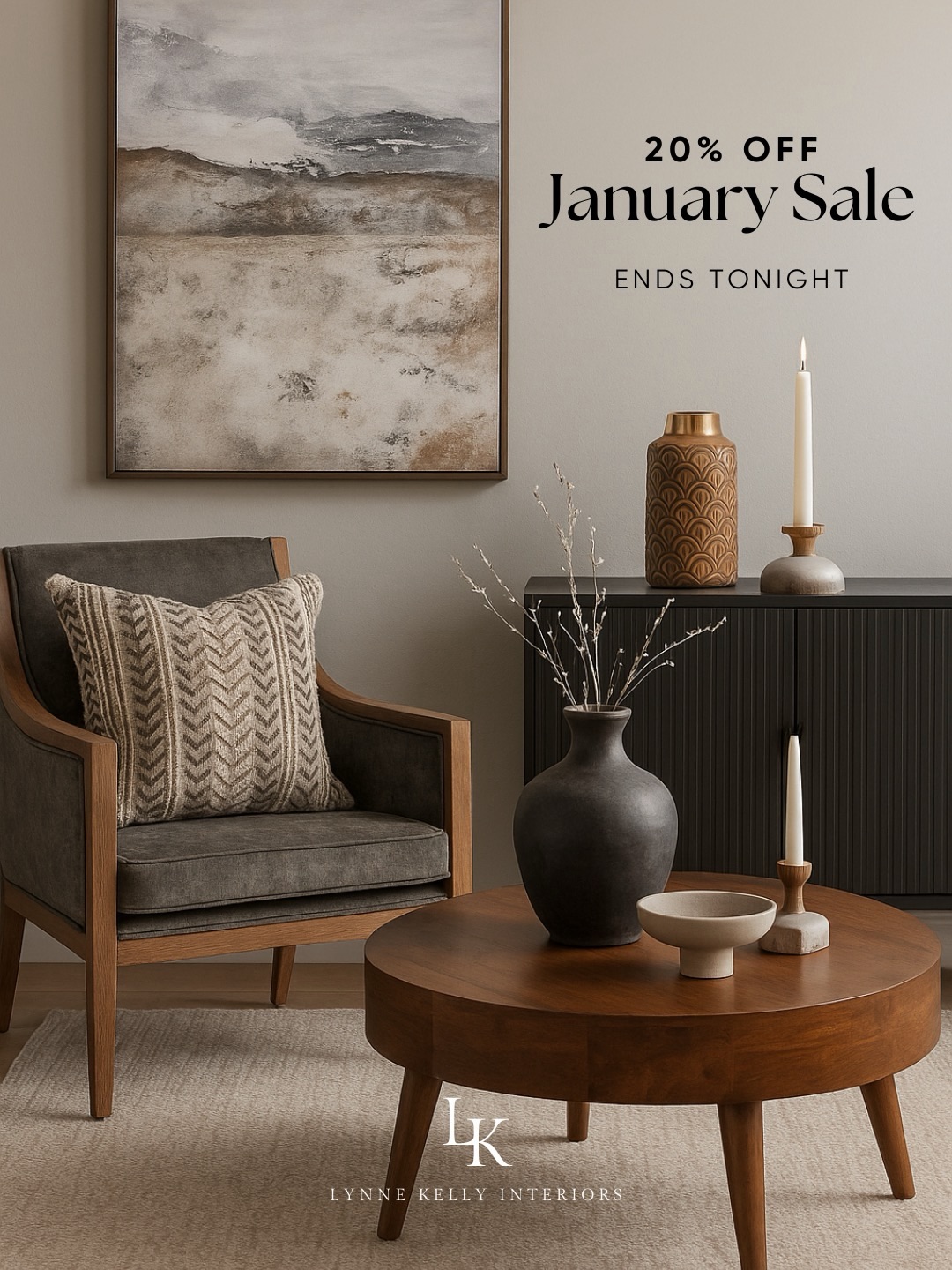 Don’t miss out on your chance to shop 20% off sitewide ✨
Our January Sale ends midnight tonight!
From high end furniture to soft furnishings, home decor, accessories and so much more.
We’ve made some changes to our website with you in mind. You can now shop by rooms, colours and materials, making it easier for you to shop Lynne Kelly Interiors 🤎