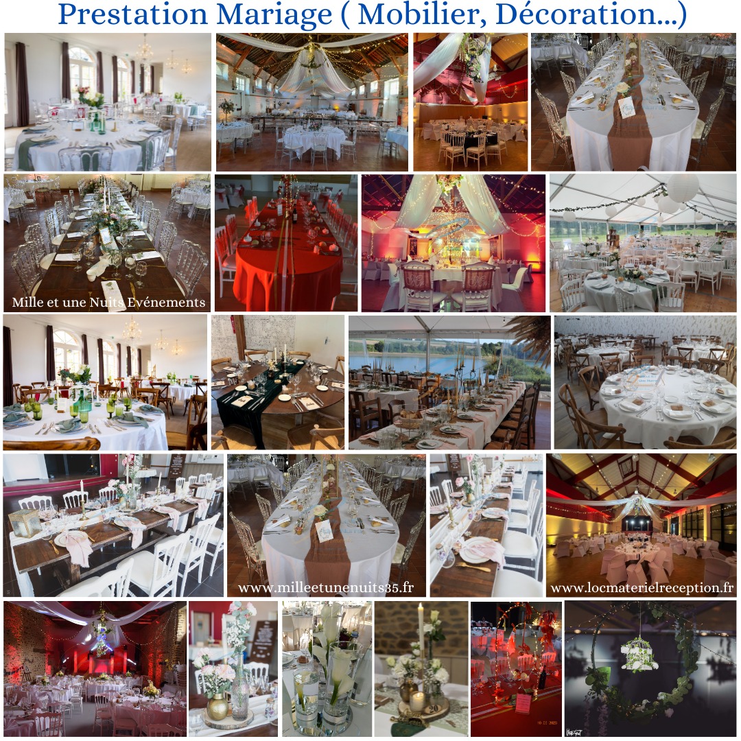 Depuis 25 ans, Mille et une Nuits Événements accompagne les couples dans la création de moments uniques. Spécialisé dans l’événementiel, la location de mobilier et la décoration sur mesure, notre équipe met son expertise et sa passion à votre service pour sublimer chaque détail de votre mariage. Chaque étape de l’organisation est pensée avec soin, dans le respect de vos envies et de votre vision, afin de faire de votre réception un événement à votre image.
Nos services
• Location de mobilier événementiel : Profitez d’un vaste choix de chaises en bois bistrot, chaise napoléon… tables en bois, table ronde, salons lounges, buffets, arches et accessoires pour donner vie à tout type d’ambiance, du plus classique au plus original.
• Décoration personnalisée : Conception d’ambiances sur mesure, scénographies créatives, jeux de lumière et installation de décors uniques pour transformer votre mariage en un véritable conte de fées.
• Conseil et accompagnement : Un interlocuteur dédié pour vous guider dans chaque décision, du choix du mobilier à l’harmonisation des couleurs, en passant par les moindres détails de la scénographie.
Pourquoi choisir Mille et une Nuits Événements ?
• Un artisan décorateur et créateur, passionnée et à l’écoute de vos envies depuis un quart de siècle.
• Un catalogue (www.locmaterielreception.fr) varié et actualisé pour répondre à toutes les inspirations et tendances du moment.
• Un accompagnement complet, de la conception à la mise en place le jour J, pour une tranquillité d’esprit totale.
• Une attention particulière portée à chaque détail et un service personnalisé pour votre mariage.
Contactez nous
Confiez votre mariage à Mille et une Nuits Événements et profitez de 25 ans d’expérience au service de l’exception. Nous sommes à votre écoute pour imaginer, organiser et réaliser ensemble une journée inoubliable. Contactez nous pour un accompagnement personnalisé et un devis sur mesure.
Mail :contact@milleetunenuits35.fr
#mariagefrance #mariage2026 #mariage2027 #bretagne #illeetvilaine #paysdelaloire #normandie #google #toutlemonde #follower
