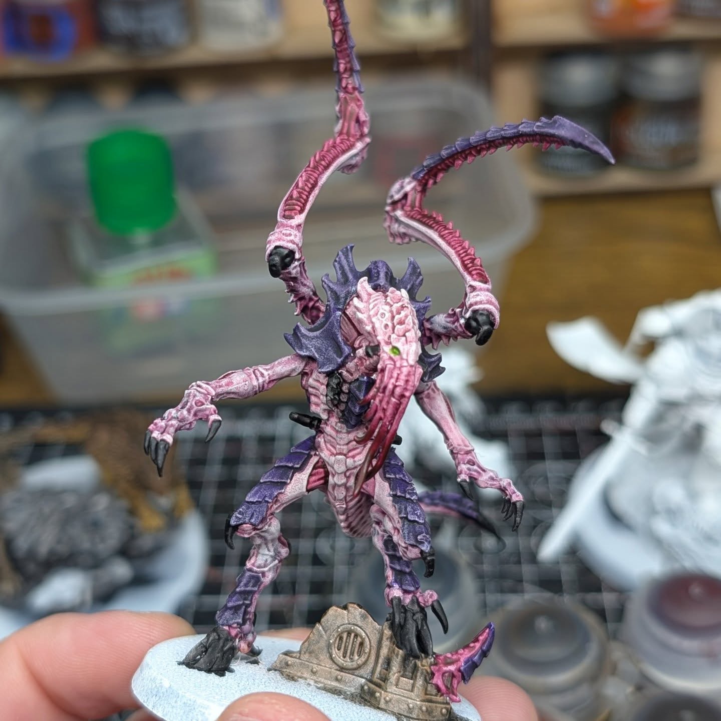 It's getting all xenos up in here. On the sci fi train of the grim future, I've painted my first ever tyrannical alien. I dig him. I would dig a grave for him too. And maybe, just maybe, I would dig multiple graves for the unlucky individuals that found themselves on the receiving end of his bad attitude