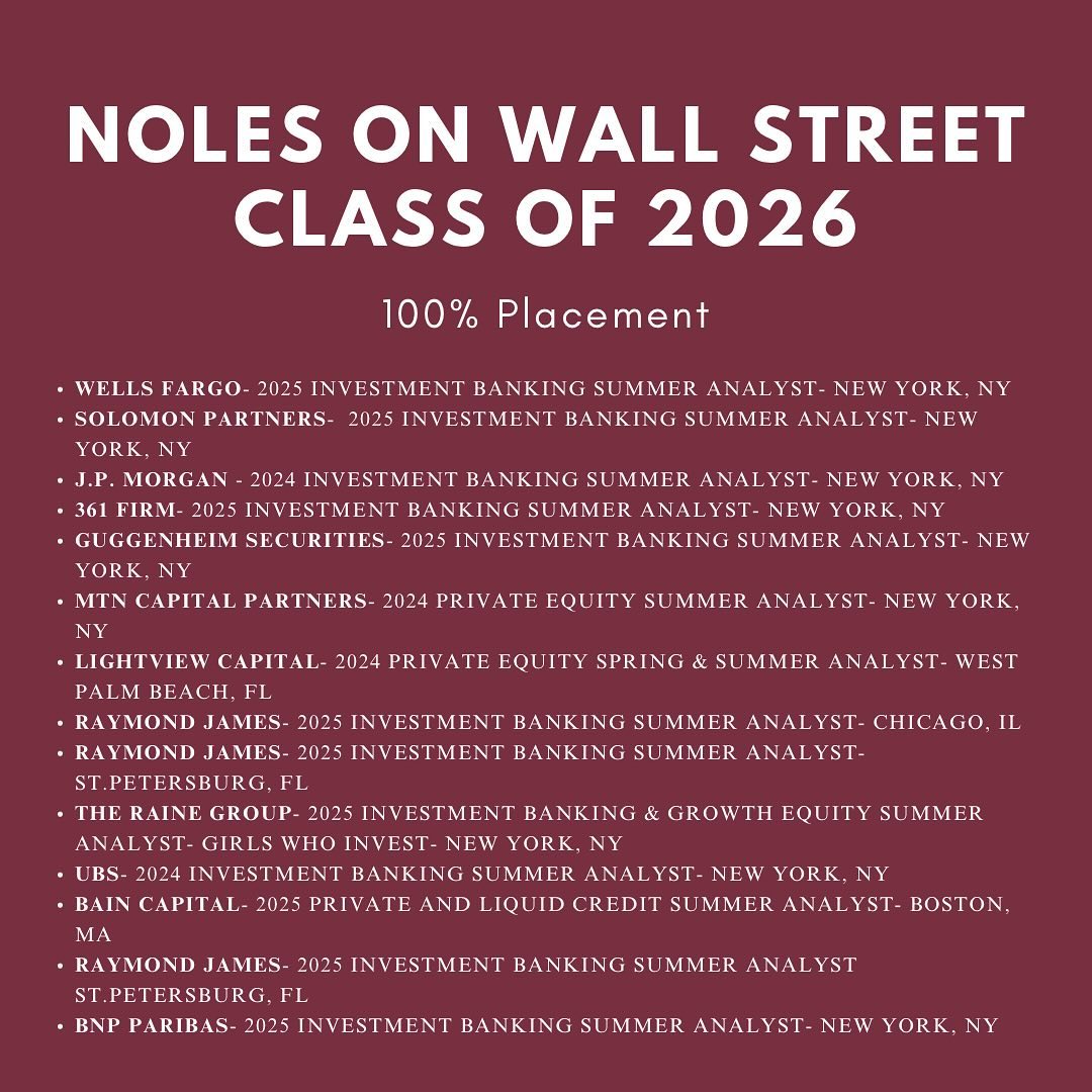 Congratulations to the class of 2026! We are so proud of your hard work and can’t wait to see you all flourish at your internships! GO NOLES🏹♥️