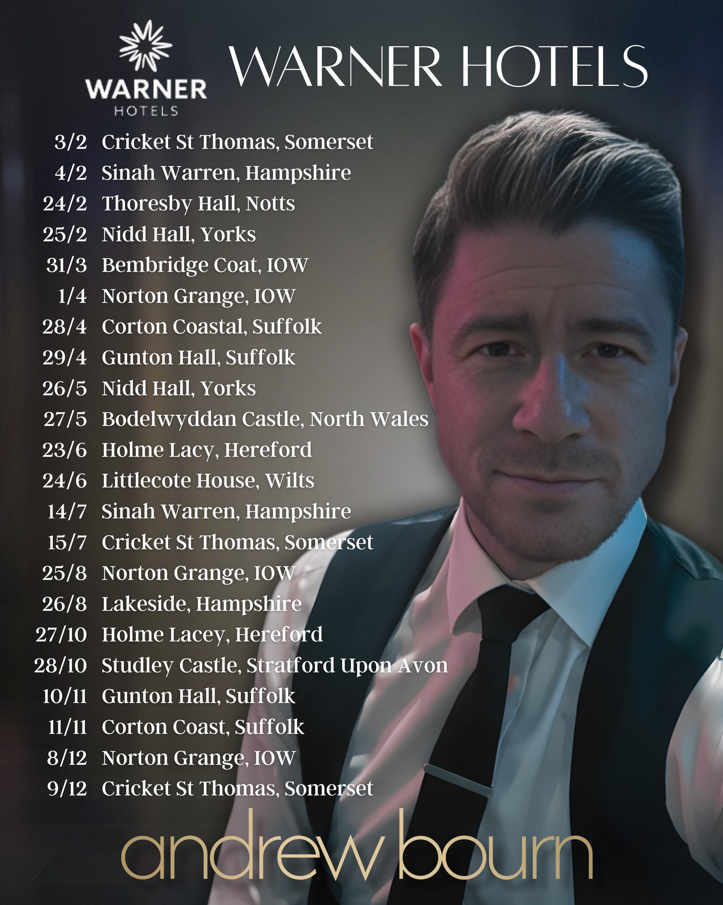 Looking forward to another great year bringing my show to @warnerhotels. It is great watching the brand grow and building my act with it!! Looking forward to being in Somerset tomorrowwith the great team at Cricket St Thomas! Let me know if I’ll be seeing any of you this year!!
#warnerhotels #mywarnerstay #guestartist
Thank you @representedtalent ❤️