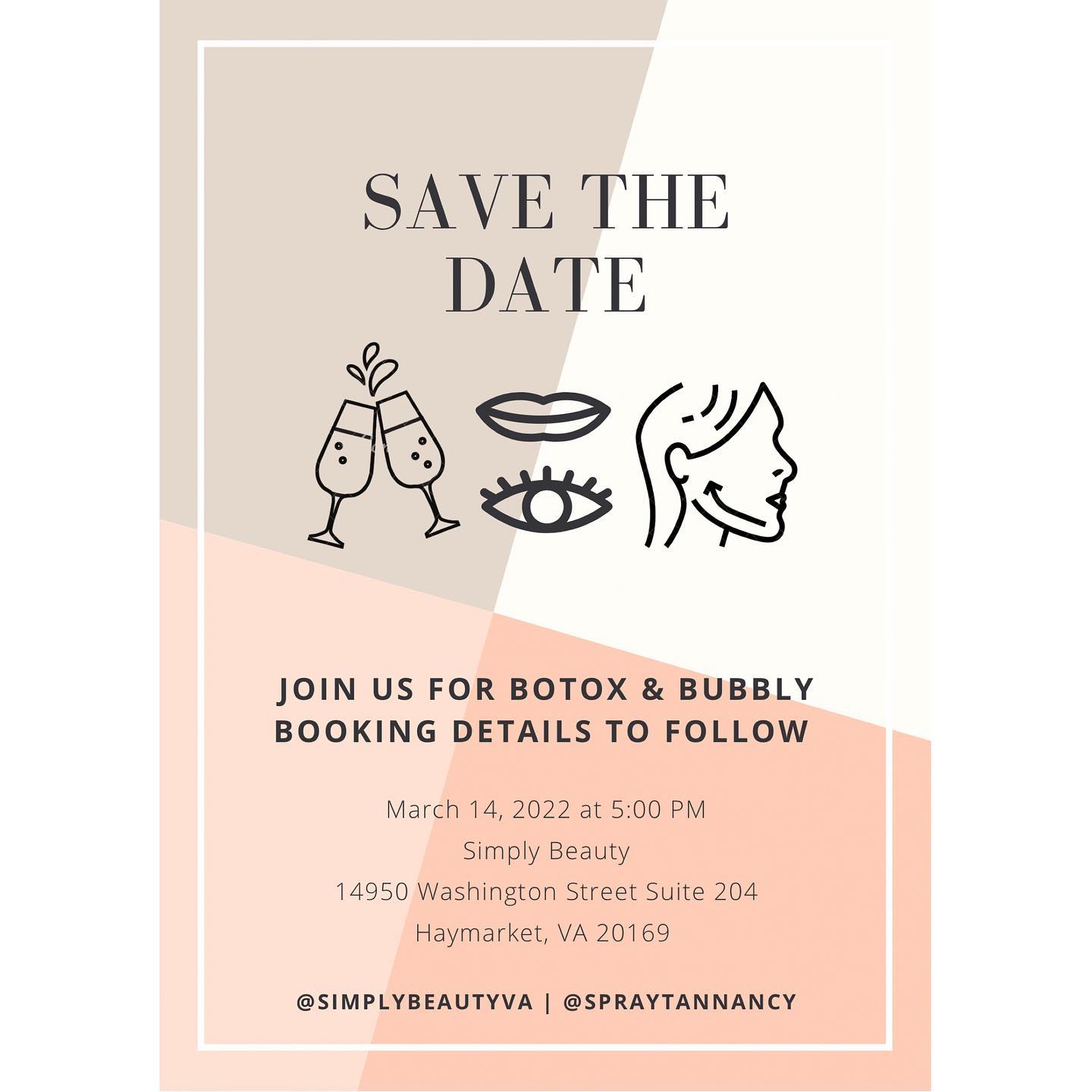 Save the date ๐
Join us for some Botox & Bubbly ๐ฅ
Booking details coming soon!
.
.
.
.
.
.
.
#eyelashextensions #lashes #eyelashes #lashextensions #lash #botoxparty #botox #filler #spraytan #nova #dmv #dc #follow #like #beauty #lips #haymarketva #gainesvilleva