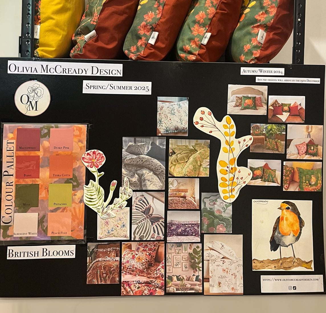 Inspiration board finished for SU Christmas Market on Thursday 28th November from 11am till 2pm. #smallbusiness #christmasmarket #handpainted #handdrawn #textiles #sustainable #nature #autumncolours #handmade @uos_eehub