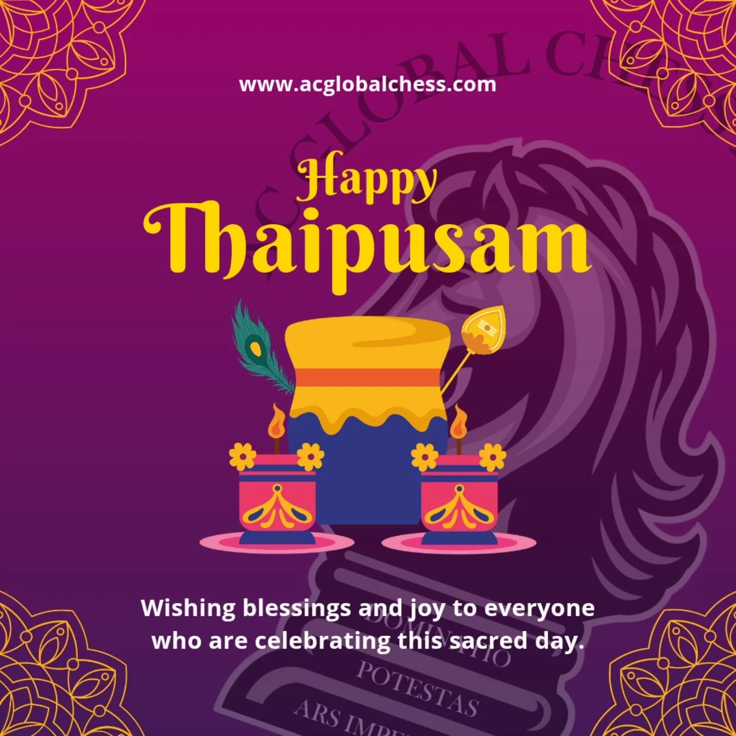 On this Thaipusam, the board is set and the pieces are in motion...
May your pawns—small, disciplined acts of devotion—advance steadily, one faithful step at a time.
May your knights remind you that progress isn’t always linear; sometimes strength comes from bold, unexpected leaps of faith.
May your bishops keep your path clear with quiet focus and moral direction.
May your rooks stand firm like vows made and kept, unshaken by pressure.
And may your queen—the force of will, sacrifice, and devotion—move freely, fearlessly, in service of a higher purpose.
Thaipusam is not about winning quickly. It’s about endurance, discipline, and choosing sacrifice over comfort—classic grandmaster virtues.
Check is temporary. Commitment is permanent.
Wishing everyone celebrating Thaipusam the clarity of mind, strength of spirit, and the patience to play the long, meaningful game.
#chessnotcheckers #thaipusam2026 #chessforlife #acglobalchessacademy