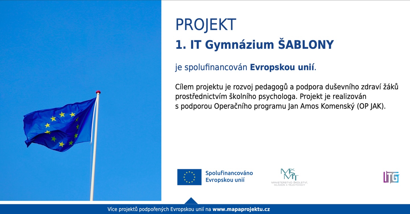 Jsme součástí projektu ŠABLONY, který je spolufinancován EU 🙋🏻♀️Cílem je podpora profesního rozvoje pedagogických pracovníků a posílení systému péče o duševní zdraví žáků prostřednictvím činnosti školního psychologa. Projekt přispívá ke zvýšení kvality vzdělávání, zlepšení klimatu ve škole a k vytváření bezpečného a podpůrného prostředí pro všechny žáky. Působení školního psychologa umožňuje škole efektivně reagovat na aktuální výzvy v oblasti duševního zdraví, prevence rizikového chování a podpory žáků v obtížných situacích.
V rámci projektu budou realizovány tyto aktivity:
1. Školní psycholog SŠ
2. Vzdělávání pracovníků ve vzdělávání SŠ
#itg #gymnazium #projekt #sablony #eu