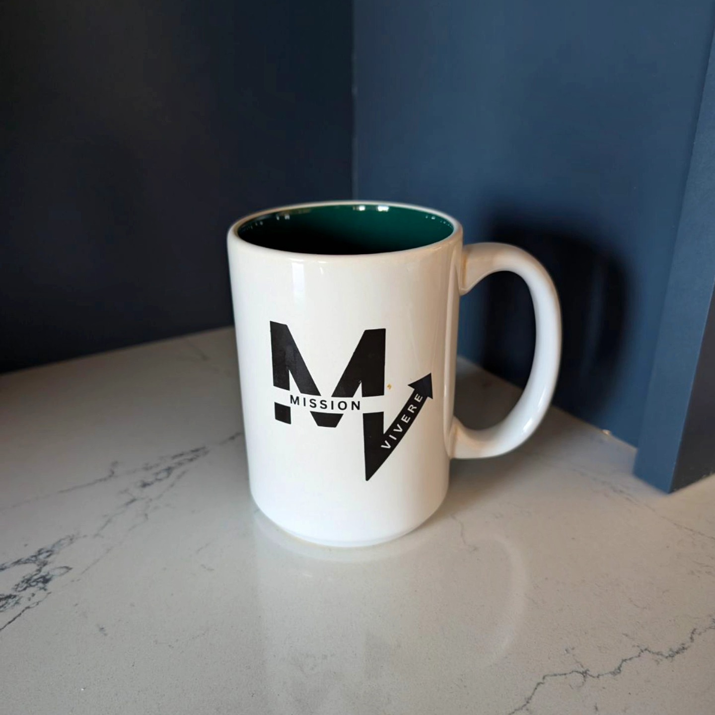 Enjoying my Friday morning coffee in our Mission Vivere mug! This 15 oz ceramic mug allows for plenty of space for the sugary creamer I use - or however else you doctor up your cup ☕️😎 Check out our shop at the link in our bio to snag your own!