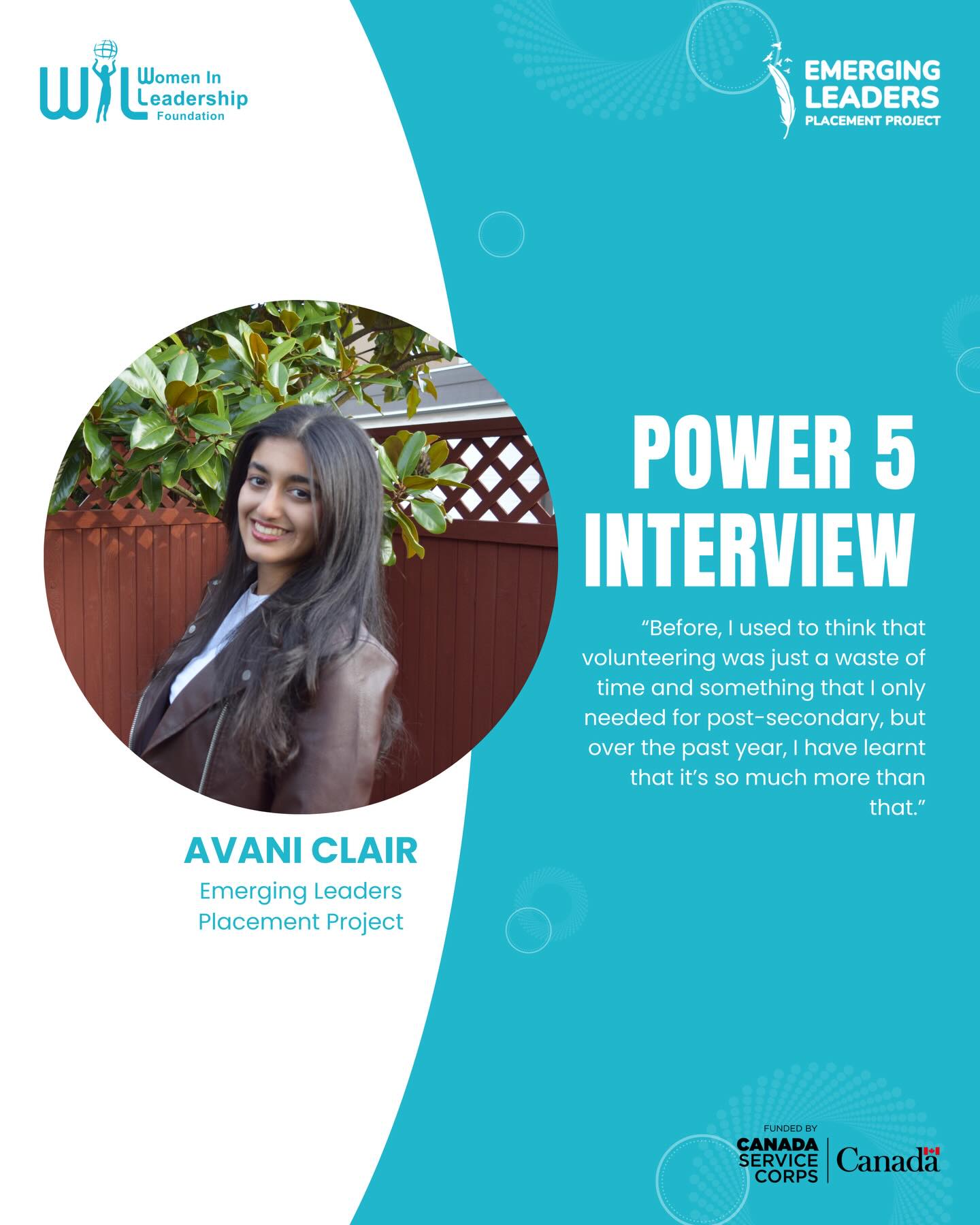 Meet Avani Clair, one of our inspiring Emerging Leaders volunteers! ✨
Avani shared a lesson that has shaped her volunteer journey: “Before, I used to think that volunteering was just a waste of time and something that I only needed for post-secondary, but over the past year, I have learnt that it’s so much more than that.” She believes volunteering allows you to connect with your community, try new things, and make a real impact.
📧 Reach out to us at leaders.wil@gmail.com to get involved
🔗 Read Avani’s full interview through our link in bio under “Blog”
Proudly funded by Canada Service Corps
#EmergingLeaders #YouthLeadership #CanadaServiceCorps #LeadersToday #YouthInCanada