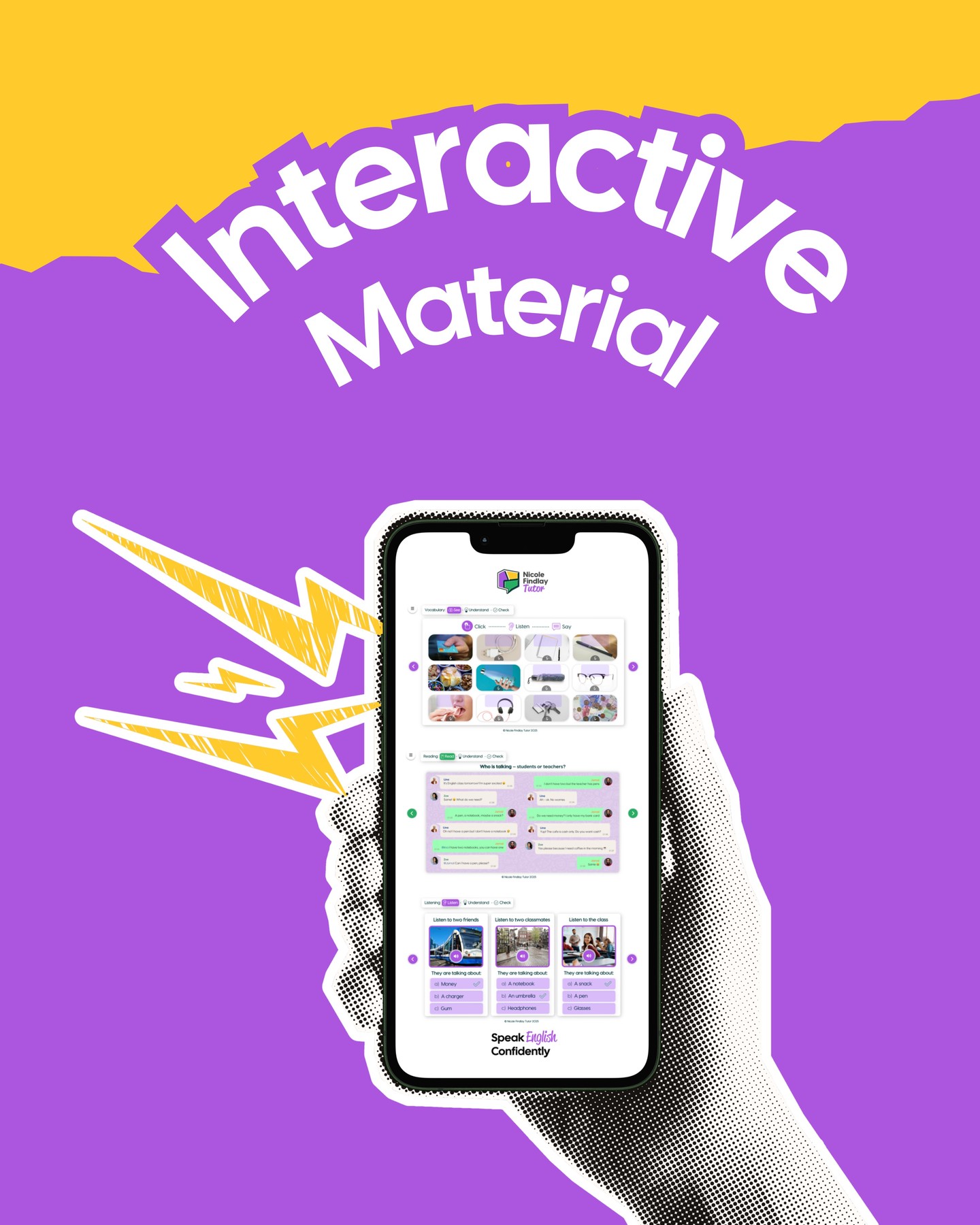 🎨 Learning English should be fun - even for adults!
I’ve used my teaching experience and training to make interactive material that help you practise between lessons.
You can use them again and again to learn vocabulary, grammar, pronunciation and conversation skills.
My materials are digital, practical, and designed for real life.
Try one of my interactive presentations on my website.
🌐 www.nicolefindlaytutor.com
#interactiveenglish #englishlearningtools #englishteacheramsterdam #learnenglishamsterdam #englishresources #englishpractice #digitallearning #englishclassamsterdam #edtechenglish