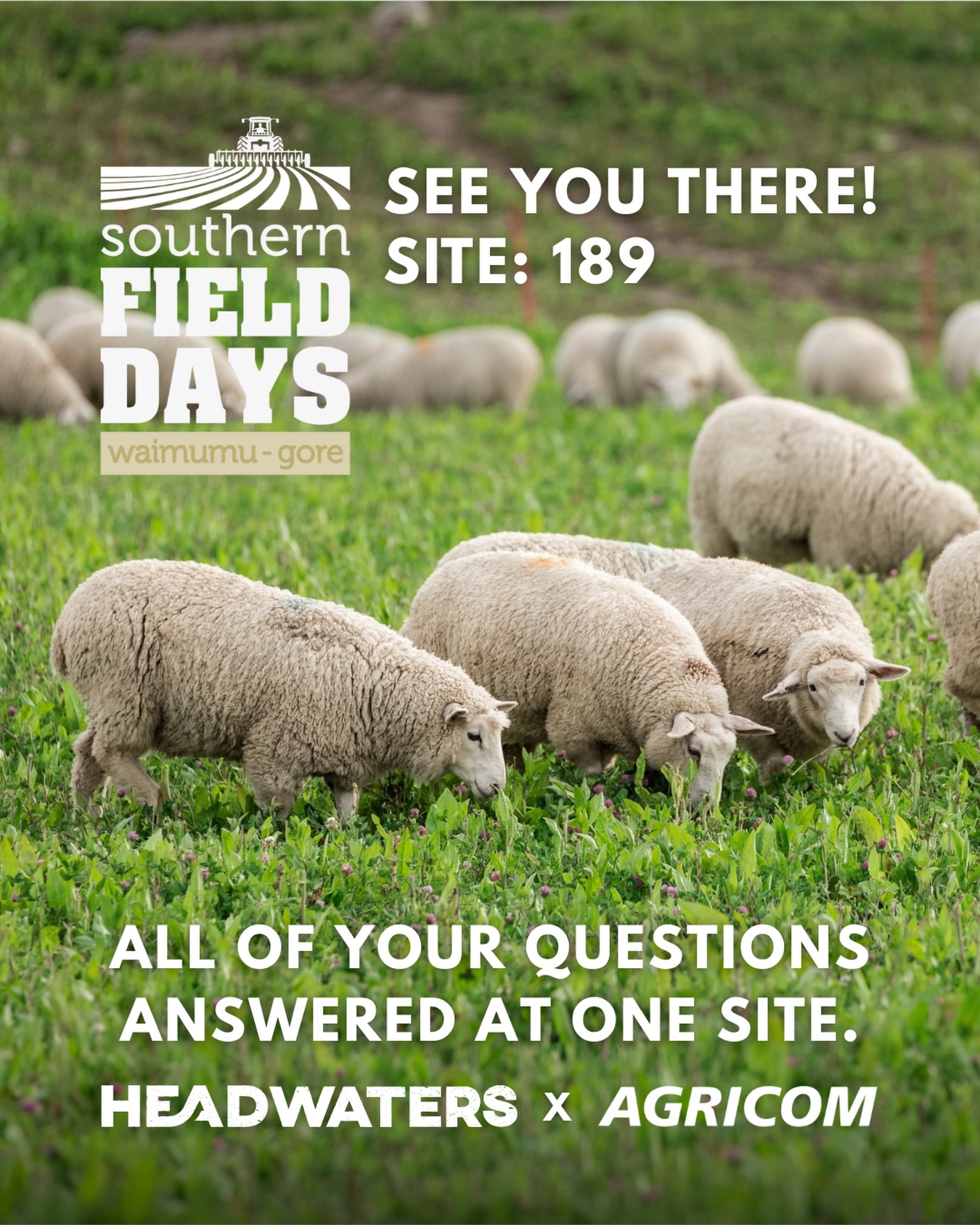 Heading to Southern Field Days next week? If you’ve got questions on the Headwaters breed, our finishing process or want to hear how @lumina.farms is doing in market - call in and see us, site 189 with the @agricomnz team!