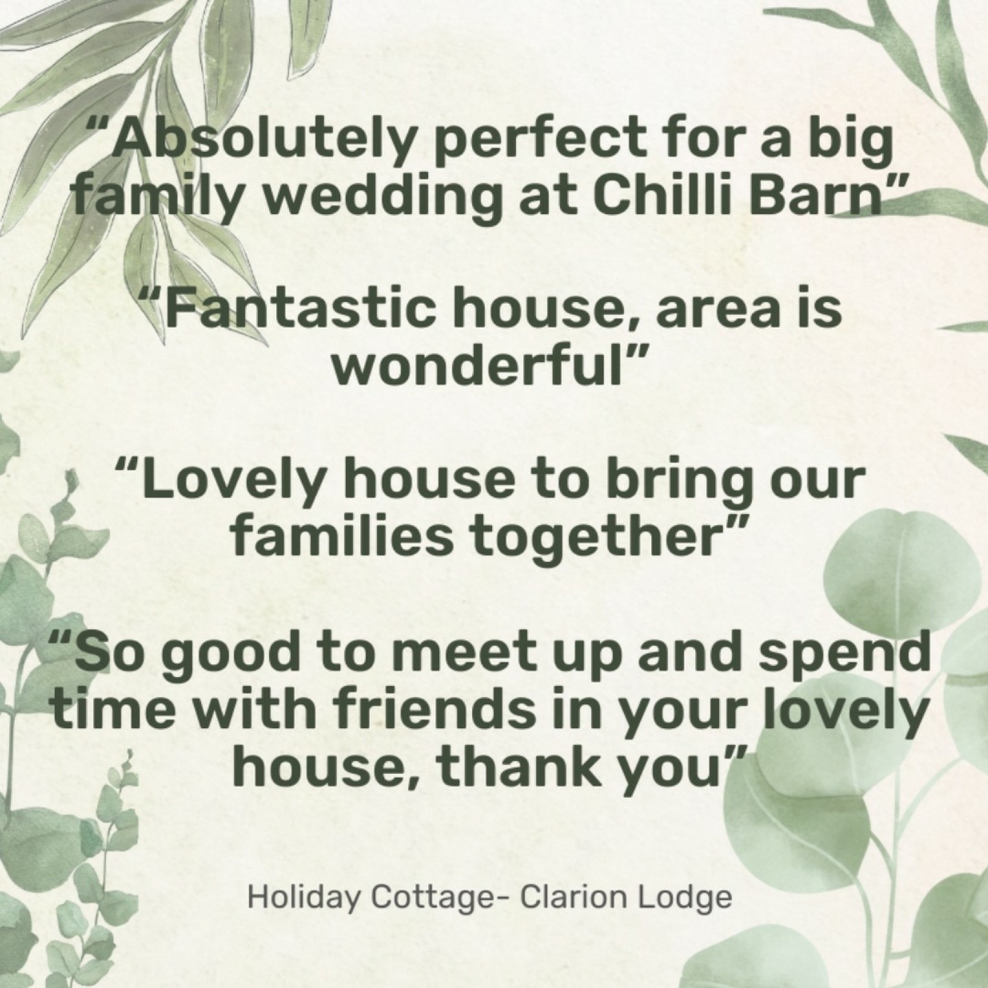Glowing feedback from our holiday cottage customers, thank you all!🥰