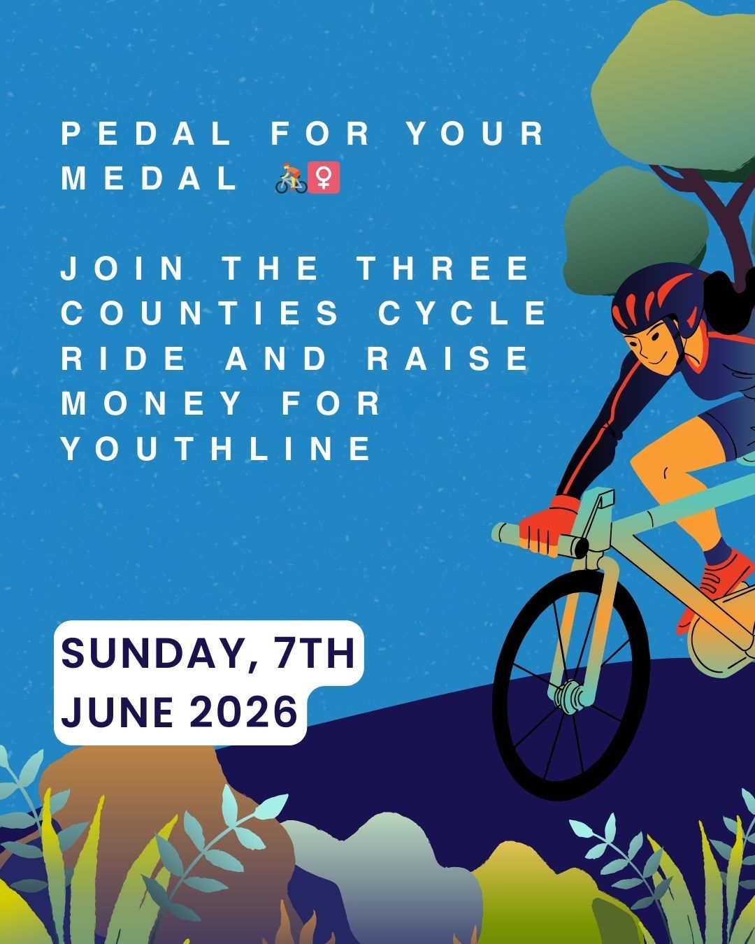 Fancy getting involved in a brilliant local event and supporting Youthline at the same time? 💛
The Three Counties Cycle Ride (3CCR) is back on Sunday 7th June – a much-loved annual bike ride through the beautiful Berkshire countryside, with routes for all abilities.
Choose from:
🚲 15 miles
🚲 34 miles
🚲 52 miles
Ride with family or friends, enjoy the fresh air, friendly marshals and great atmosphere – and raise money for your favourite charity along the way.
Under 18s ride for just £1, and every penny you raise goes to your chosen cause.
Interested in riding for Youthline or just taking part? Find out more at 3ccr.org
#3CCR #PedalForYourMedal #YouthlineCommunity #Fundraising #MentalHealthSupport #CyclingForGood