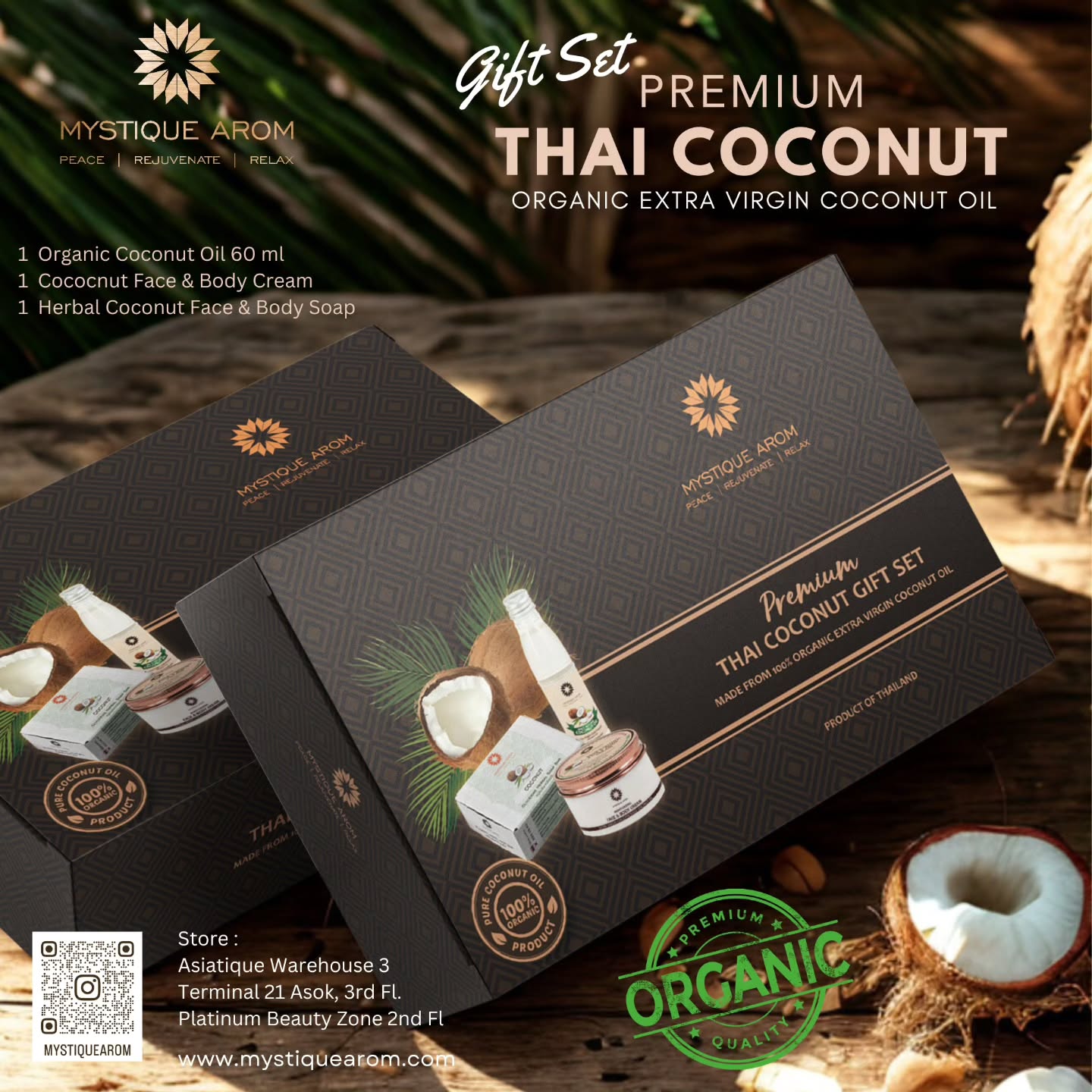 MystiqueArom Organic Coconut Gift Set
A special Gift for a Special occasion !
#mystiquearom #organicskincare #terminal21asok #asiatiquetheriverfront #platinumfashionmall