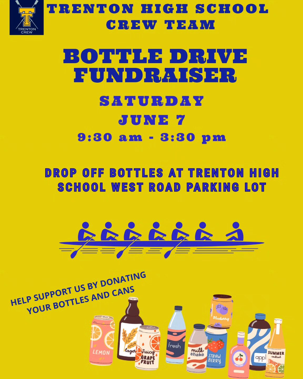 Have a bag of returnables sitting at home? Don't deal with the hassle of waiting in return lines, just drop it off at our bottle and can drive on Saturday June 7th!
It's a great way to support the THS Crew team!