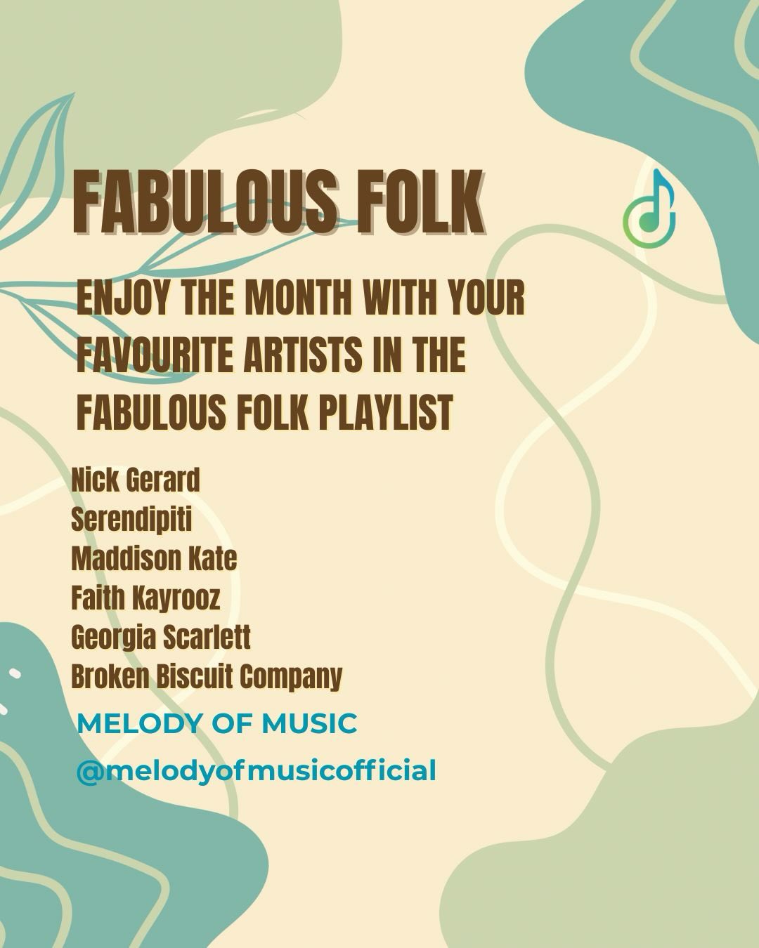 A monthly update on the Fabulous Folk Playlist for Melody of Music!
#folksongs #folkartists #fabulousfolk #melodyofmusic #playlist