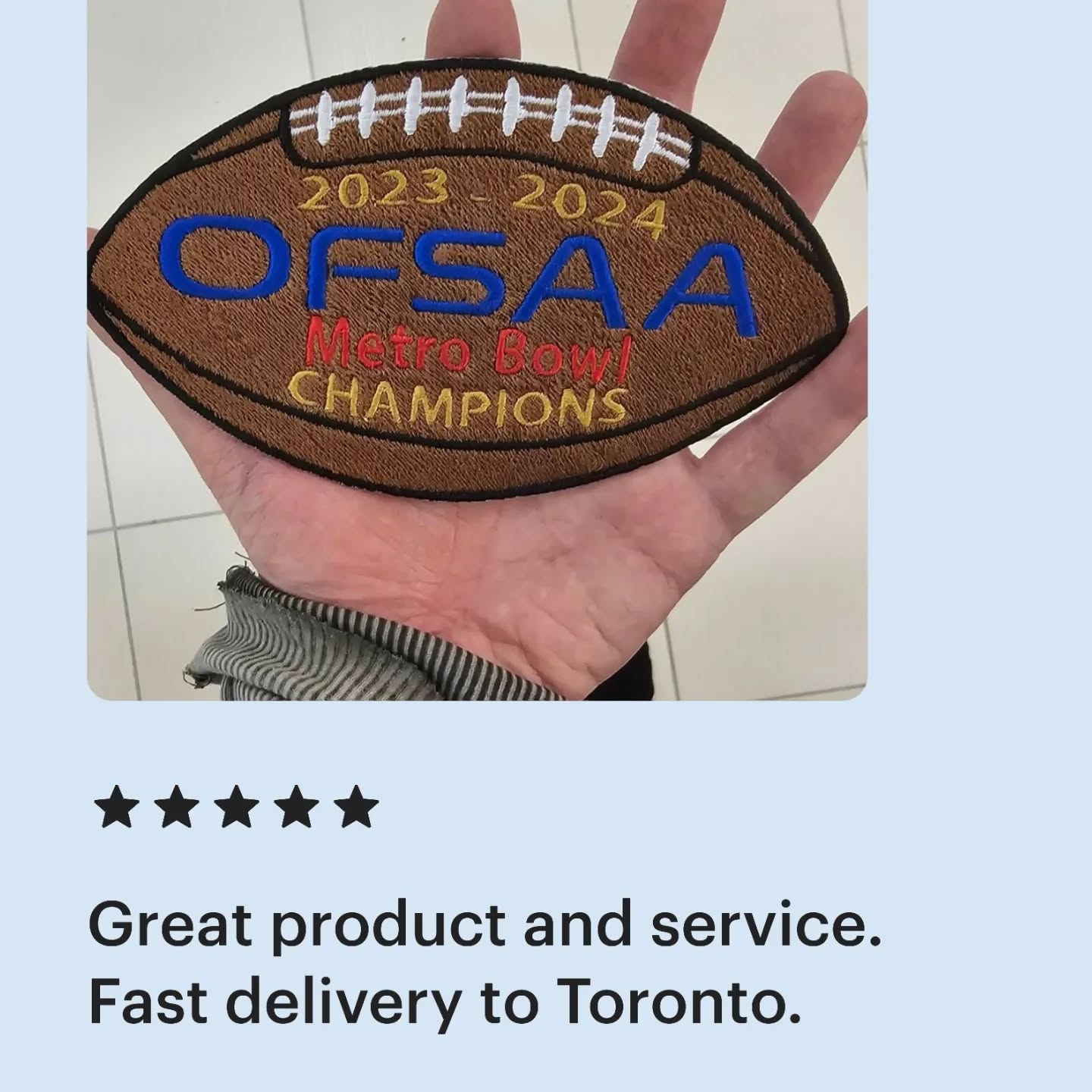 Here's a custom embroidery request, that was to be delivered before Christmas
🎄 Made and delivered on time ✅
Thank you for trusting me with your design.
Congratulations to the team champions 🏆
#custommade #embroidery #toronto #football #patch