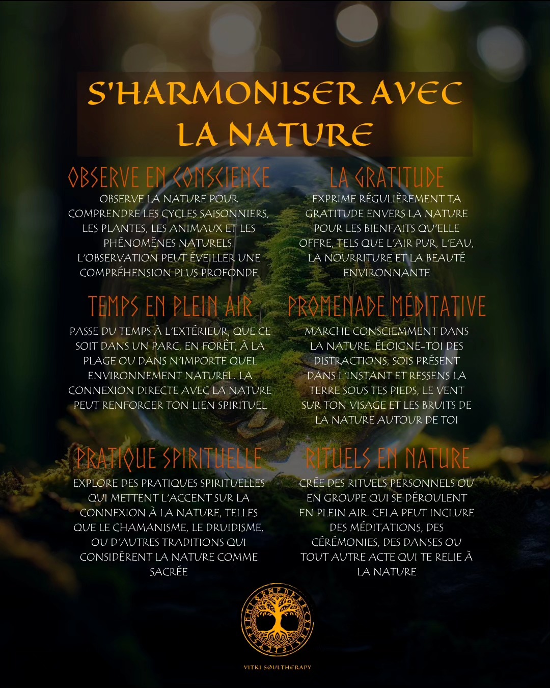 Et si tu avais perdu ton lien avec la nature ?
Avec la vie quotidienne que nous menons, nous avons tendance à nous préoccuper uniquement de notre job et de nos tâches "importantes".
Mais n'oublions pas l'essentiel ?
Depuis des millénaires, l'homme a une connexion profonde avec son environnement naturel, ce lien est essentiel pour son équilibre.
Mais aujourd'hui tout est fait pour nous déconnecté de l'essentiel, donc de ce lien si précieux.
Dès que tu en as l'occasion, prends le temps de te ré-harmoniser avec la nature, tu vas vite te rendre compte des bienfaits que cela t'apporte et tes corps physique, émotionnel, énergétique et spirituel vont vite te rappeler l'importance de cette connexion pour ton équilibre.
Prends soin de toi !
#alignementénergétique #connexionnature #connexionspirituelle #energienaturelle #pouvoirdelanature #spiritualitédécomplexée #therapeuteenergetique #besoin #decouvertedesoi #energievitale #guerison #guérison #lâcherprise #mieuxvivre #prendresoindesoi #pouvoirpersonnel #developpementspirituel #énergie #eveil #gestiondustress #prisedeconscience #nature #equilibre #sagesse #bulle #suisse