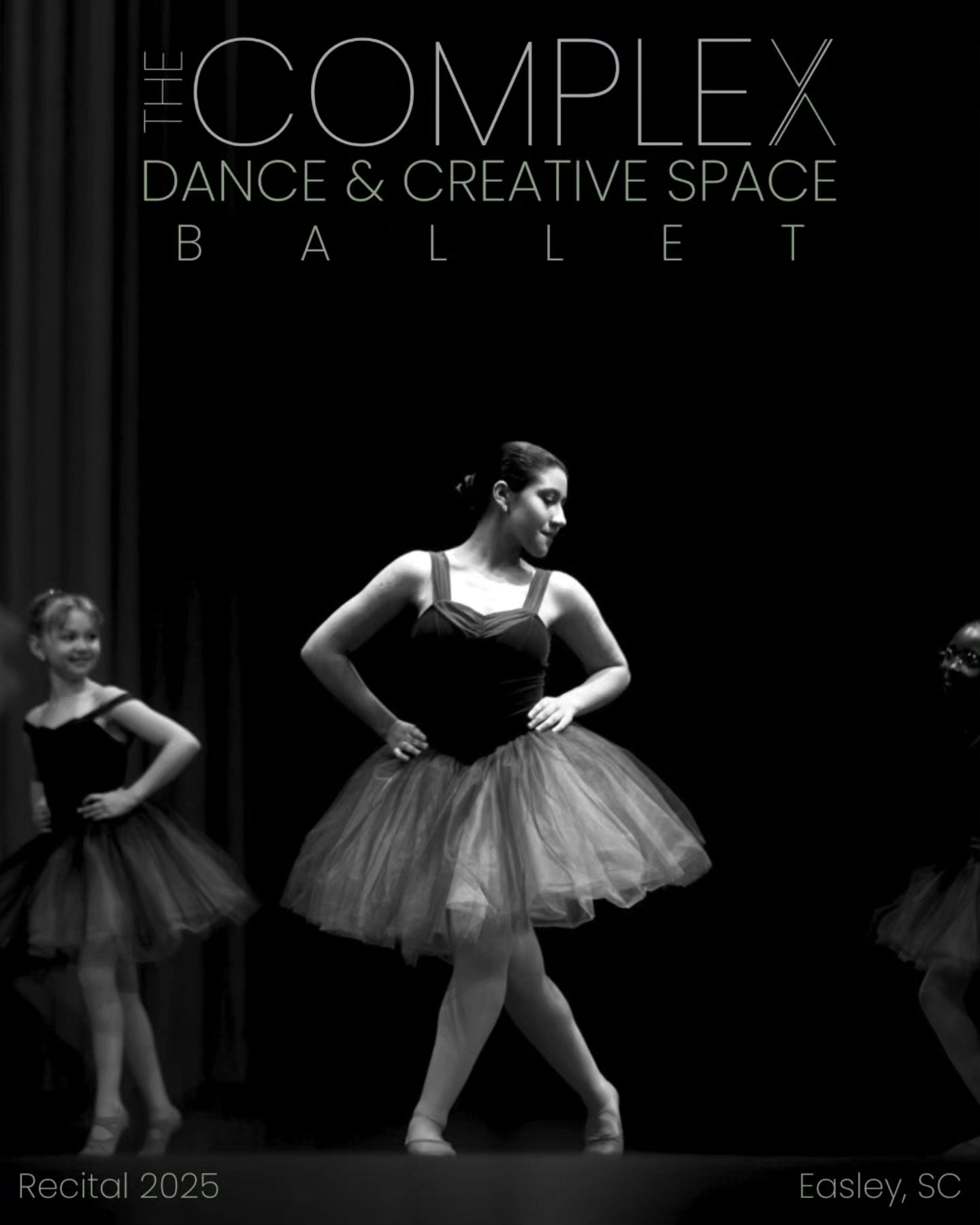 Enrollment is open for BALLET at The Complex Dance & Creative Space in Easley, SC. Our ballet classes cater to both newcomers and those with prior experience. Beginning with a solid foundation in ballet's core techniques, students embark on a journey of growth, from understanding the essentials of posture, alignment, and musicality to refining technique and exploring intricate movements. Each course, whether for beginners or advanced students, emphasizes grace, strength, and artistry. Coupled with insights into ballet's rich history and traditions, students not only master the dance but also appreciate its discipline, dedication, and profound cultural significance.
.
The Complex exists to develop mind, character, and skill in every student that enters our studio and help steward them into their highest potential as dancers, creatives, and people. It is our mission to build a dance studio for the Easley, Powdersville, and Greenville SC area that not only stands apart in quality of instruction, but also quality of culture. That's why we are dedicated to being a gossip & drama free team that places transparency & parent communication as a top priority.
.
#dancestudioeasleysc #danceclasseseasleysc #thecomplexdanceandcreativespace #thecomplex #easleysc