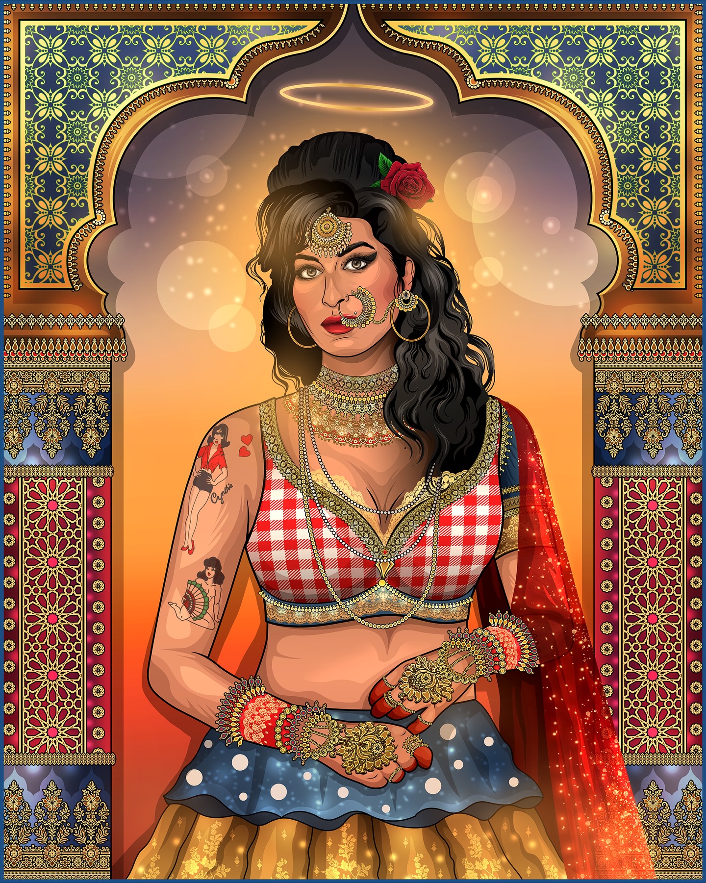 @amywinehouse | Digital Royal Maharani by Vik Kainth ~ A tribute to a woman who ruled her world with soul, and zero compromise. Amy stood for artistic truth, emotional vulnerability, and being unapologetically yourself… even when it made people uncomfortable. Her voice, style, and spirit reshaped music and culture, and her influence still echoes loud, proud, and fearless.
What I respect so much, as I was listening to more of her music whilst creating this artwork, is that she sang from lived experience, whether it be love, pain, addiction, strength & in doing so gave a voice to people who felt too much and said too little. This occurs is many today and it gets looked past very often.
So here is someone who has been on my list of people to focus on giving time to work on, and putting it here for you all, however it may connect. | Be easy, Peace 🫶🏽 #vikkainthart #artist #design #maharani #amywinehousetribute