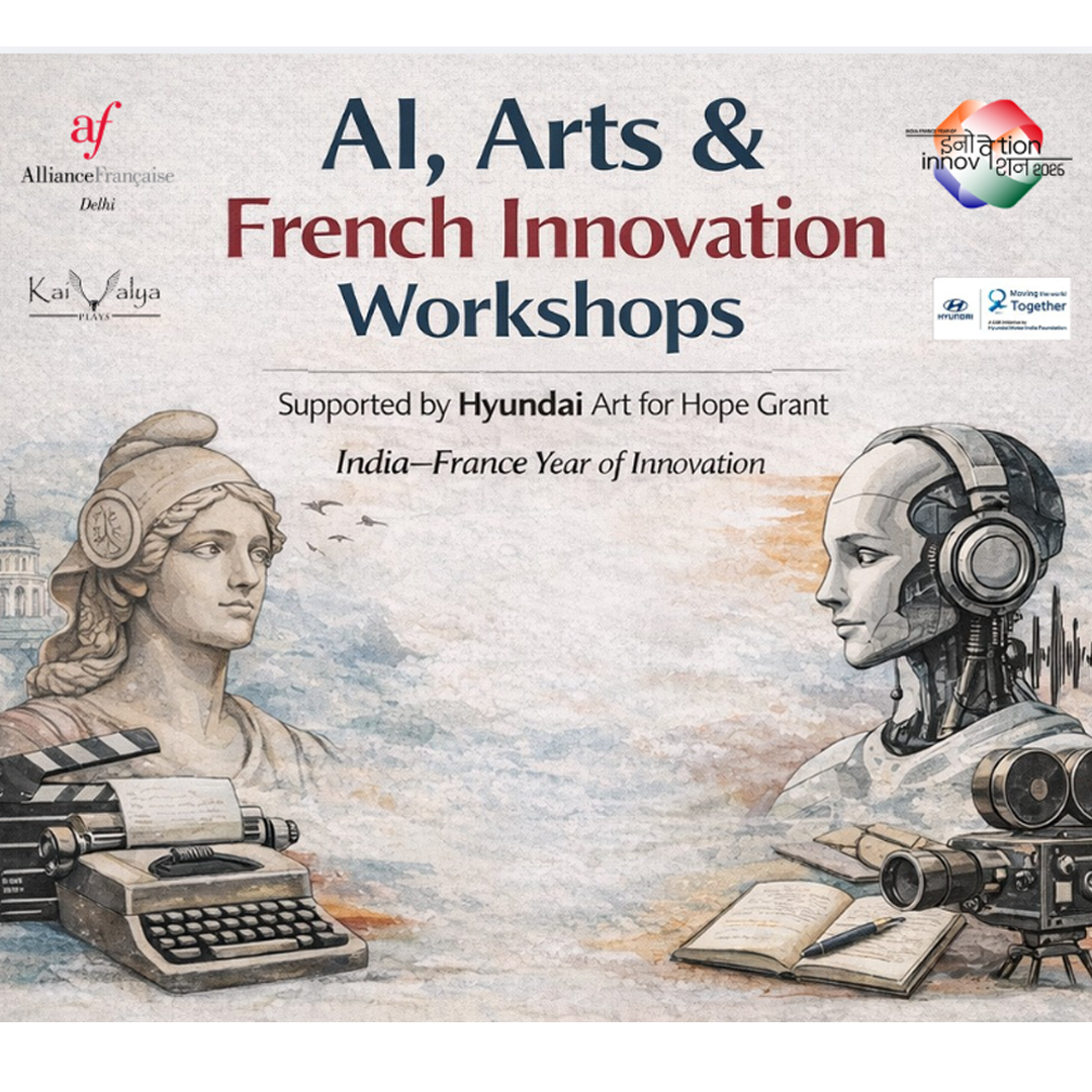 OPEN CALL · LIMITED SEATS
We’re opening applications for the first Kaivalya Plays programme of 2026: a free, limited-capacity workshop series at Alliance Française de Delhi, part of the India–France Year of Innovation, and supported by the Hyundai Art for Hope Grant.
This programme is for artists, writers, filmmakers, performers, and students who want to slow down and think critically about how AI should enter creative practice — not as a shortcut, but as a tool to question, test, and reflect.
🧠 These workshops are not about learning AI tools quickly.
They are about:
• interrogating AI
• understanding its limits
• engaging with its ethical implications
• and experimenting responsibly through storytelling, image, sound, language, and accessibility
🎟 Only 20 seats total
• 10 reserved for Alliance Française students
• 10 open seats via application
✨ Participants receive:
• Certificate of participation
• Hands-on creative exploration
• A short final creative output
• Selected works showcased by Kaivalya Plays
• Opportunity to be considered for a paid creative fellowship
⏰ Applications are open for a very short window
🗓 Apply: 2–4 February
📩 Selected participants informed: 5 February
🔗 Apply via link in bio or by scanning the QR code