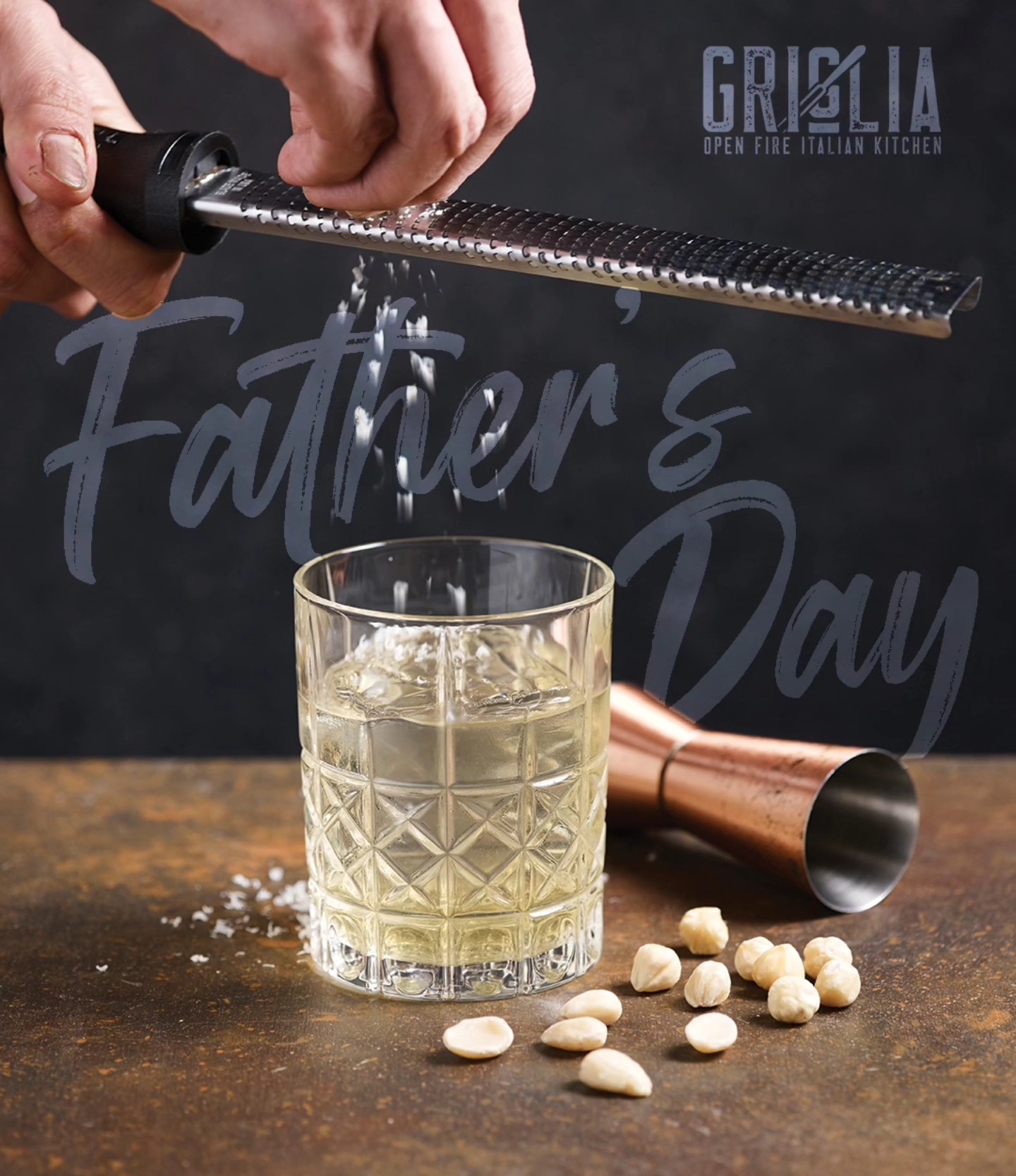 Celebrate Father’s Day at Griglia — with fire, flavour, and a little something to take home!
Enjoy a complimentary bottle of our signature Nutty Nut cocktail, exclusively for tables dining with Dad on 15 June. 🍸🔥