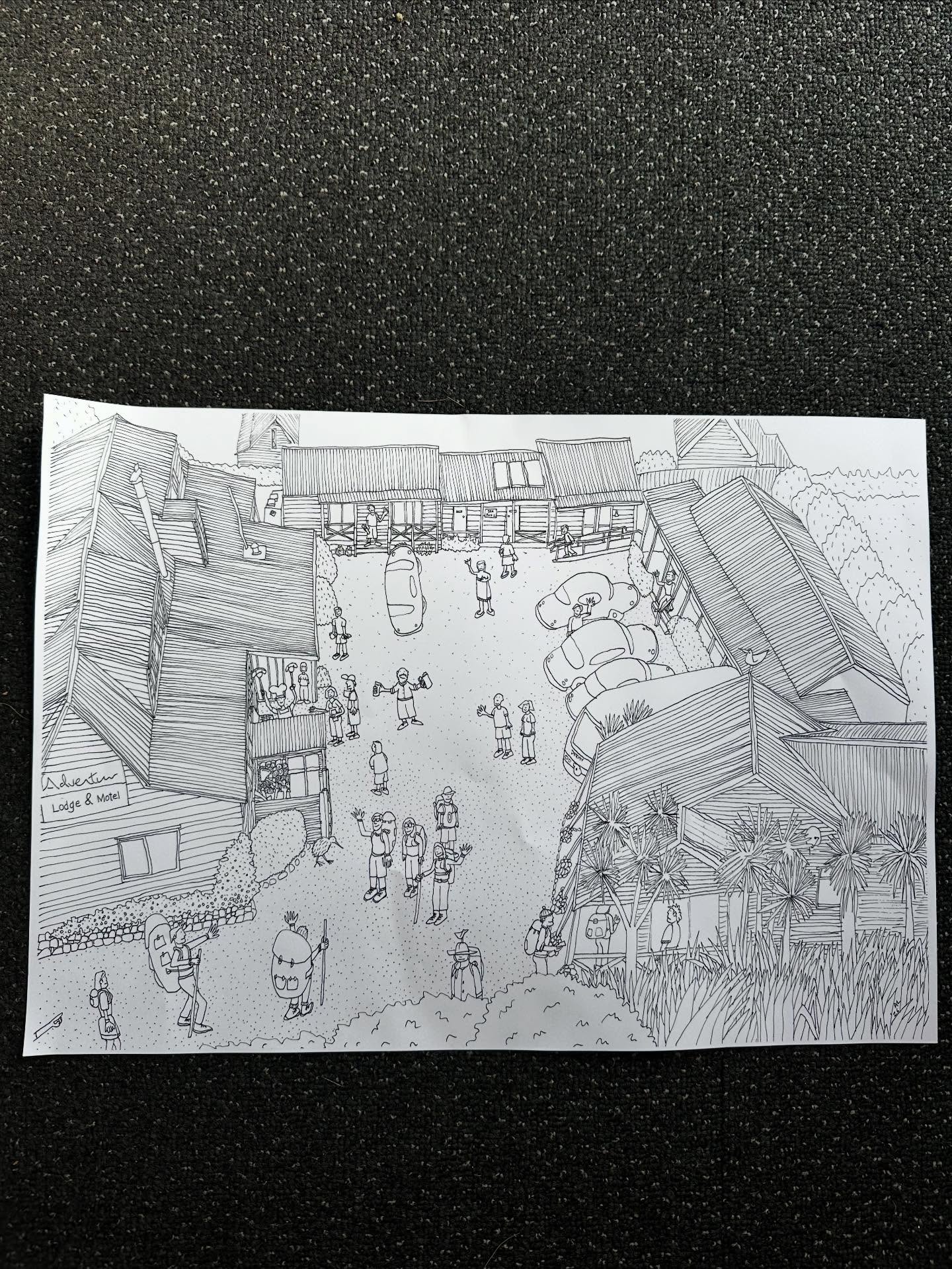 A great drawing of Adventure Lodge by our guest! Free for guests to colour in ๐จ๐๏ธ