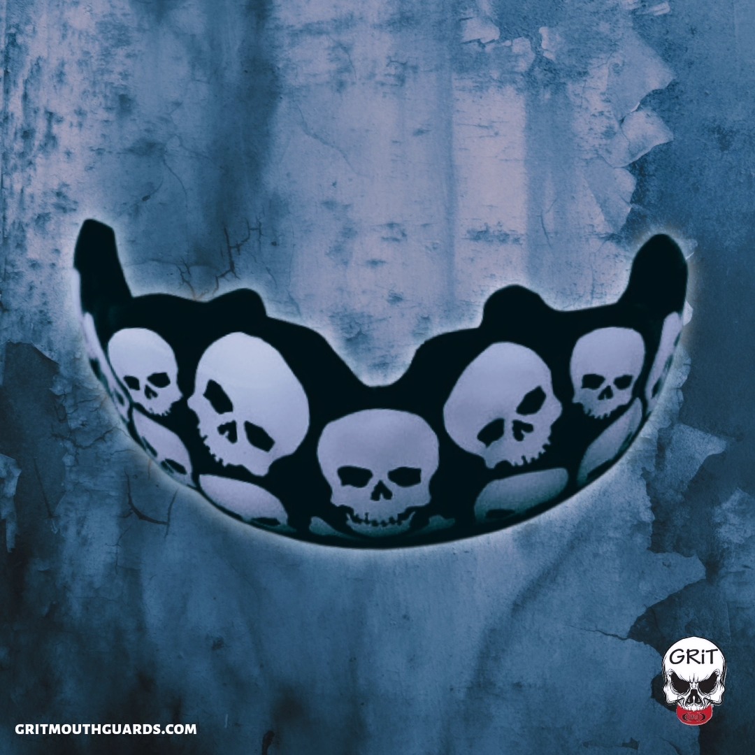 Our Skulls custom mouthguard design. This is a popular one! www.gritmouthguards.com #gritmouthguards #mouthguards #mouthguard #skulls
