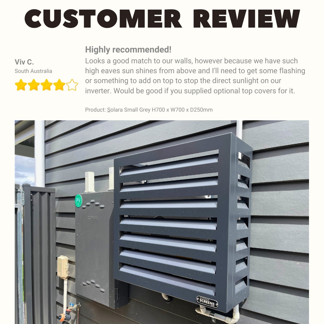 Protect Your Solar Inverter in Style!
Our Solar Inverter Screens tick all the boxes:
- Top quality, made from powder-coated aluminium to handle tough coastal conditions.
- Easy to install with hinged sides for quick and simple setup.
- Stylish design that blends beautifully with your home.
- Available in a range of popular colours to suit any space.
- Fast delivery, dispatched straight from Brisbane.
Keep your inverter protected and your home looking its best
Order directly online at www.outdoorscreens.com.au
#SolarInverter #OutdoorScreens #CoastalLiving #PowderCoated #QuickDelivery #StylishProtection #MadeToLast