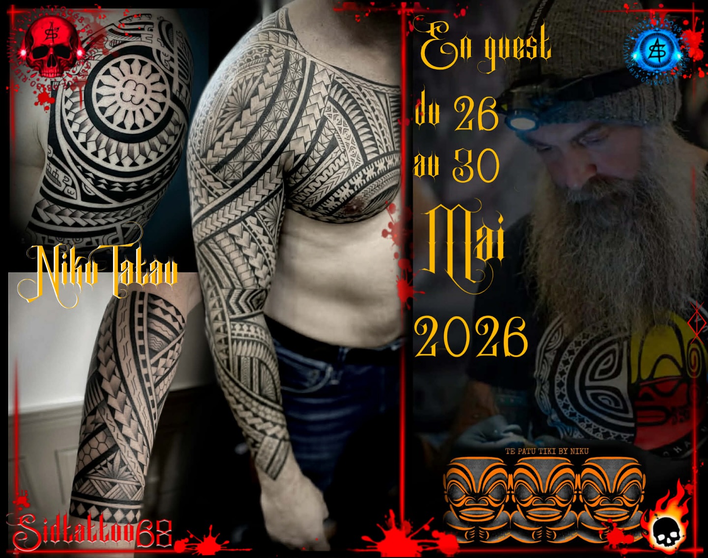 đ„ GUEST ARTIST â NIKU TATAU chez SIDTATTOO68 đ„
Nous avons le plaisir dâaccueillir en guest au salon SidTattoo68 lâartiste Niku Tatau, tatoueur passionnĂ© au travail authentique, puissant et profondĂ©ment ancrĂ© dans la tradition polynĂ©sienne.
SpĂ©cialisĂ© dans le tatouage Ă main levĂ©e, Niku rĂ©alise des piĂšces inspirĂ©es des cultures samoanes et tahitiennes, dans le respect des codes traditionnels, de la symbolique et de lâĂ©quilibre du corps. Chaque tatouage est pensĂ© comme une Ćuvre unique, conçue sur mesure en fonction de la morphologie, de lâhistoire et de lâĂ©nergie de la personne tatouĂ©e. đâĄ
Son approche repose sur la prĂ©cision du geste, la lecture du corps et une vraie connexion humaine, faisant de chaque projet une expĂ©rience forte, respectueuse et durable. Ici, pas de copier-coller : chaque piĂšce a un sens, une intention et une identitĂ© propre. đ€đ
đ Une occasion rare de rencontrer et de se faire tatouer par un artiste engagĂ©, le temps de son passage chez SidTattoo68. Places limitĂ©es â rĂ©servation fortement conseillĂ©e.