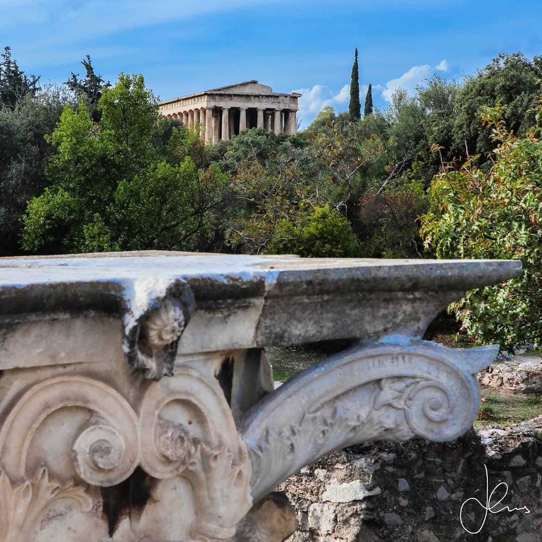 🏺🏛️❗I present to you the Temple of Hephaestus prominently located in the Ancient Agora in Athens. Hephaestus was the god of metalworking and fire in Ancient Greece but perhaps what is more interesting is he was married to the Goddess of Love Aphrodite who was unfortunately for him especially promiscuous. Nonetheless, the married couple definitely could not envision what a colorful story this temple has had through the millennia!
----------------------------------------------------------------------------
During the late Roman Empire, the temple was able to survive the invasion of the Visigoths who were hell-bent on destroying ancient Greek temples in Athens testament of this is that they obliterated the Ancient Agora! The temple was able to stand the test of time partially due to the reason it was converted into a Christian church during the 7th century AD. During the Ottoman rule of Greece (1453-1821 AD), Protestants were buried in the grounds (if only Hephaestus knew his temple was even converted into a cemetery!) In 1834 the site became the grounds for the coronation of King Otto of Greece who was Greece’s first king. Today there is something magnificently human about the scale and proportion of the temple a timeless modesty that makes visitors feel close to the ancient Gods. Leaving the busy neighborhood of Monastiraki you are teleported in space of absolute tranquility were the only perceivable sound is birds and excited tourists eager to complete their walk to enjoy souvlaki!
----------------------------------------------------------------------------