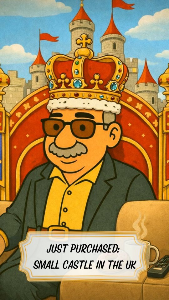 LP Larry finally became a lord. 🏰
Castle acquired. Ego inflated.
Cash flow: –£7,400 / month
Heating bill: medieval
Repairs: listed building PTSD
But don’t worry it photographs beautifully.
If it needs a crown, it needs a spreadsheet.
Negative yield is not “heritage alpha.”
#Allocaverse #UKCastle #Investment #CapitalCulture #Castle Comics memes