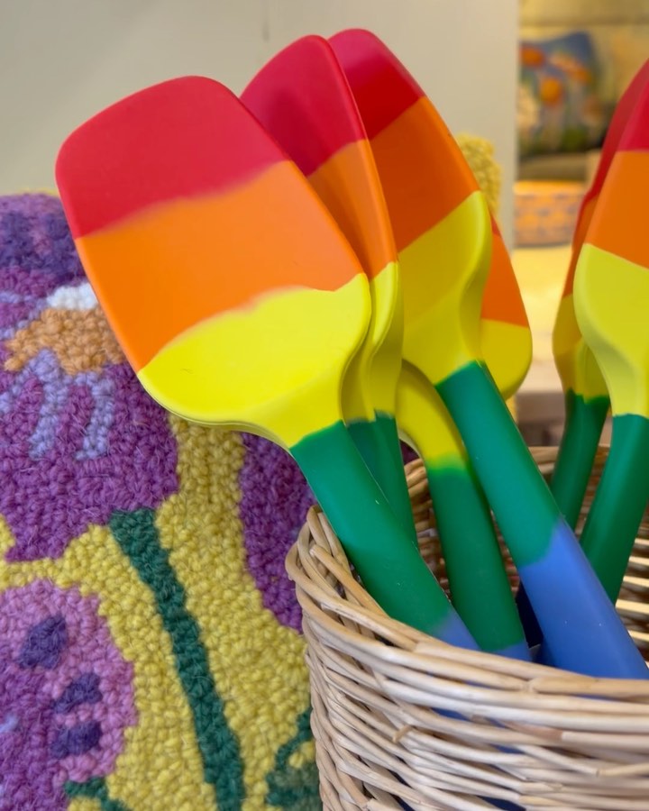 Practical wonderful, colorful, take pride in your cooking with these silicone kitchen utensils just back in stock! #cookingwithpride #rainbows #stiritup