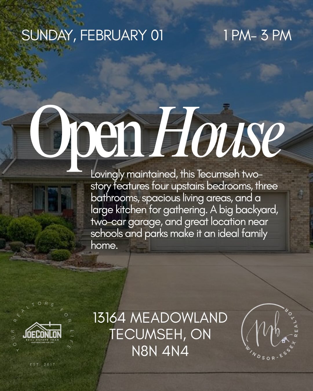 Join me at the Open House this Sunday, February 1 from 1–3 PM and come see everything this warm, move-in ready home has to offer!
🏡 Just listed in Tecumseh! This beautifully maintained family home features 4 spacious bedrooms, 3 bathrooms, multiple living areas, and a big backyard perfect for making memories.