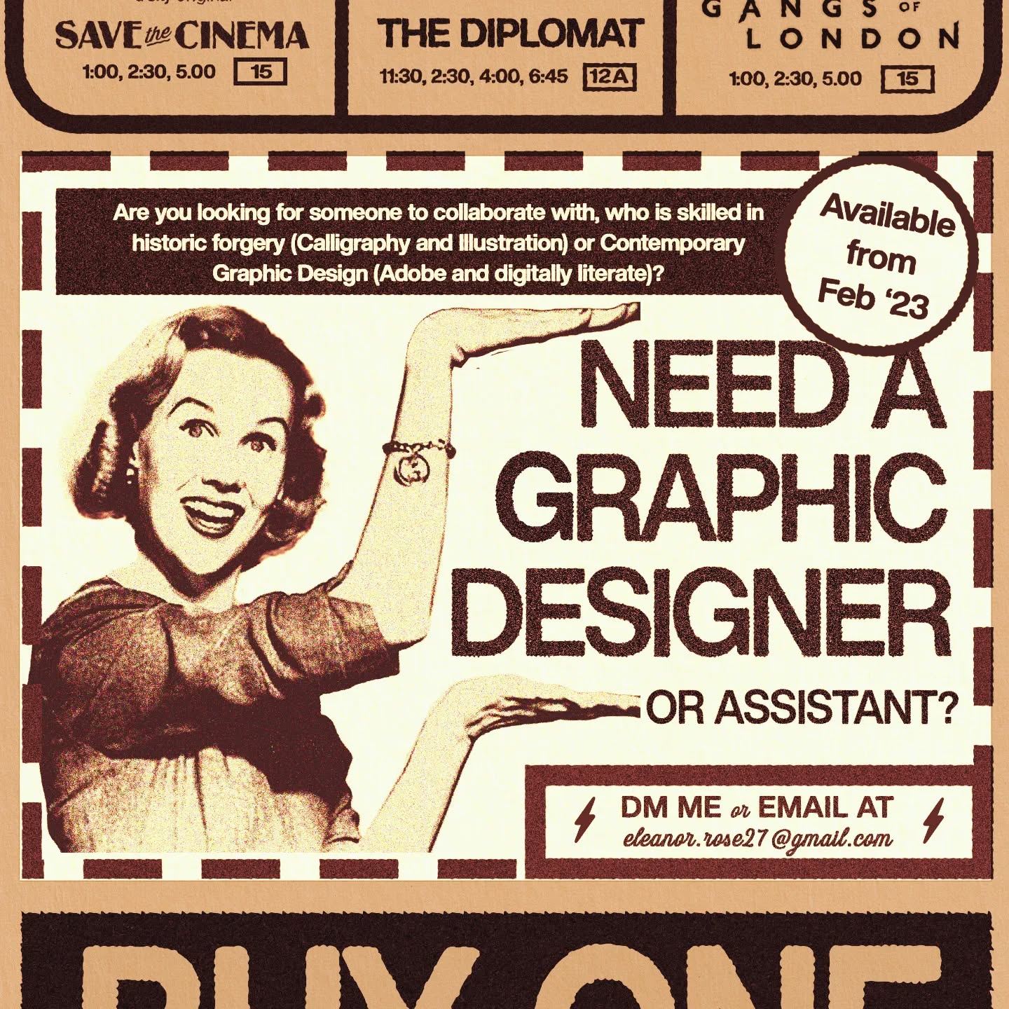 Need some graphic design in the form of some textured vintage forgery, or some contemporary illustrations?
.
I'm a graphic designer from London, with experience working on productions for the BBC, Sky, ITV & Netflix, free from early February to jump onto a new project or take on any commission requests you may have!
.
Drop me a DM or send me an email to find out more about what I can do for you!
.
(Please share if you know anyone who may need a graphic designer!)
.
.
.
.
Tags
#graphicdesign #freelancegraphicdesigner #graphicdesignforfilm #ephemera #artistsoninstagram #foryou #film #productiondesign #artdepartment #artdepartmenthuns #graphicsunion @graphicsunion #vintagedesign