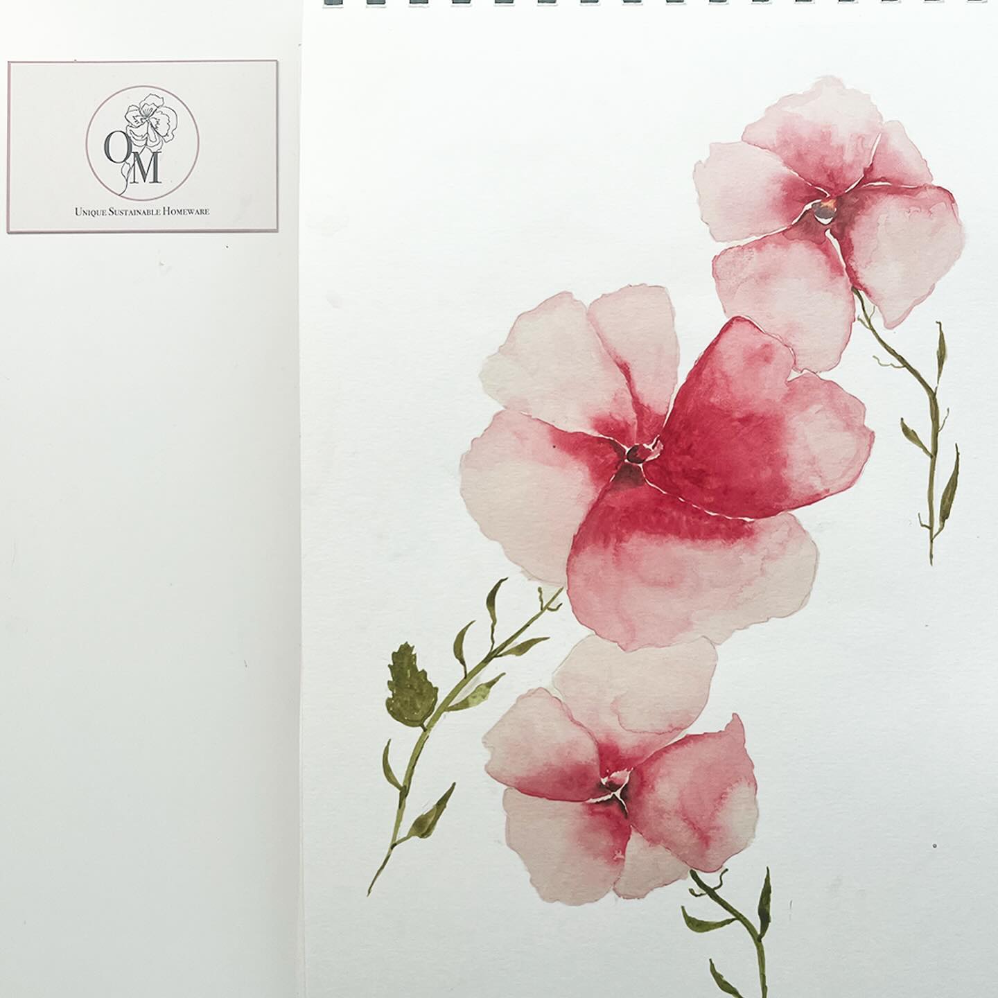 Rose Mallow flower. Watercolour painting with pencil shading for my Spring/Summer 2025 collection. #handdrawn #handpainted #textiles #textilesdesign #windsorandnewton #watercolour #watercolourflowers #smallbusiness