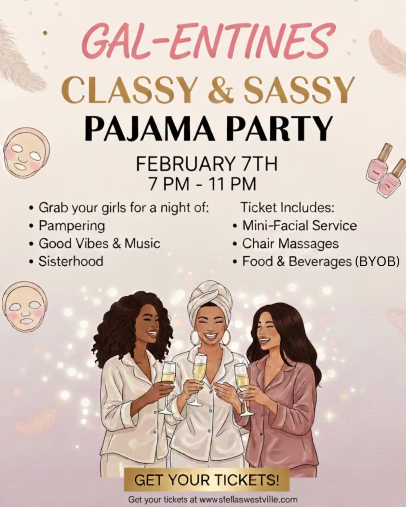 Sonflower Health and Wellness will be in the building! 🌻✨
We’re bringing the glow to the Classy & Sassy Pajama Party on February 7th. Come get pampered with us and enjoy a night of total relaxation and sisterhood.
We are excited to announce we will be providing:
💉 Vitamin Injections
💧 Customized IV Infusions
Stop by to recharge and revitalize while you enjoy the party!
📍 Location: 201 Broadway, Westville, NJ
⏰ Catch us from: 7 PM – 10 PM
🎟 Tickets: www.stellaswestville.com
Grab your girls and your cutest pajamas—we’ll see you there! 🥂🧖🏾♀️🌻